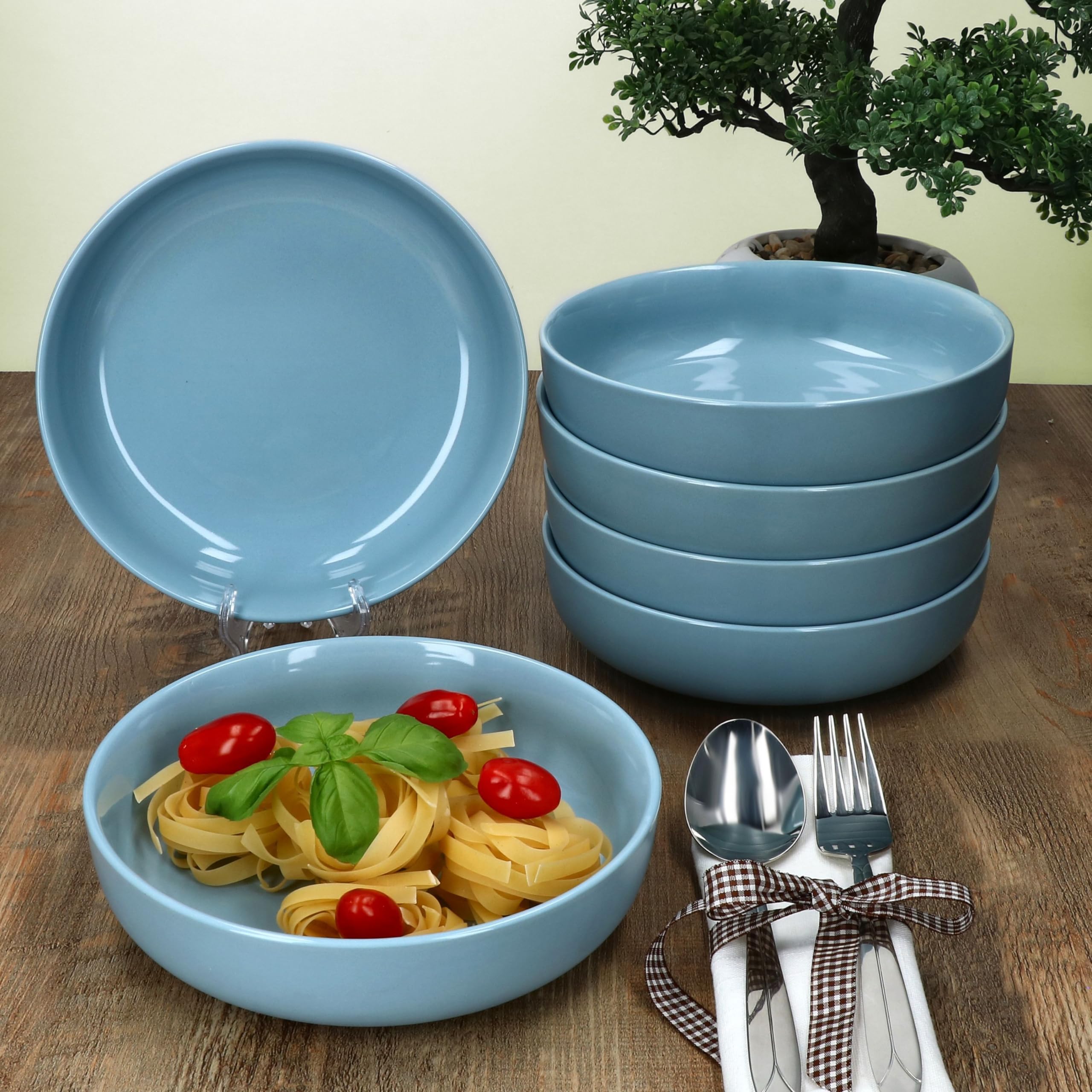 Ritzenhoff & Breker Jasper 12-delig tafelservies poeder I aardewerk servies voor 6 personen I 6 x soepborden 610 ml en 6 x platte borden I eetborden en diepe borden voor ontbijt, lunch