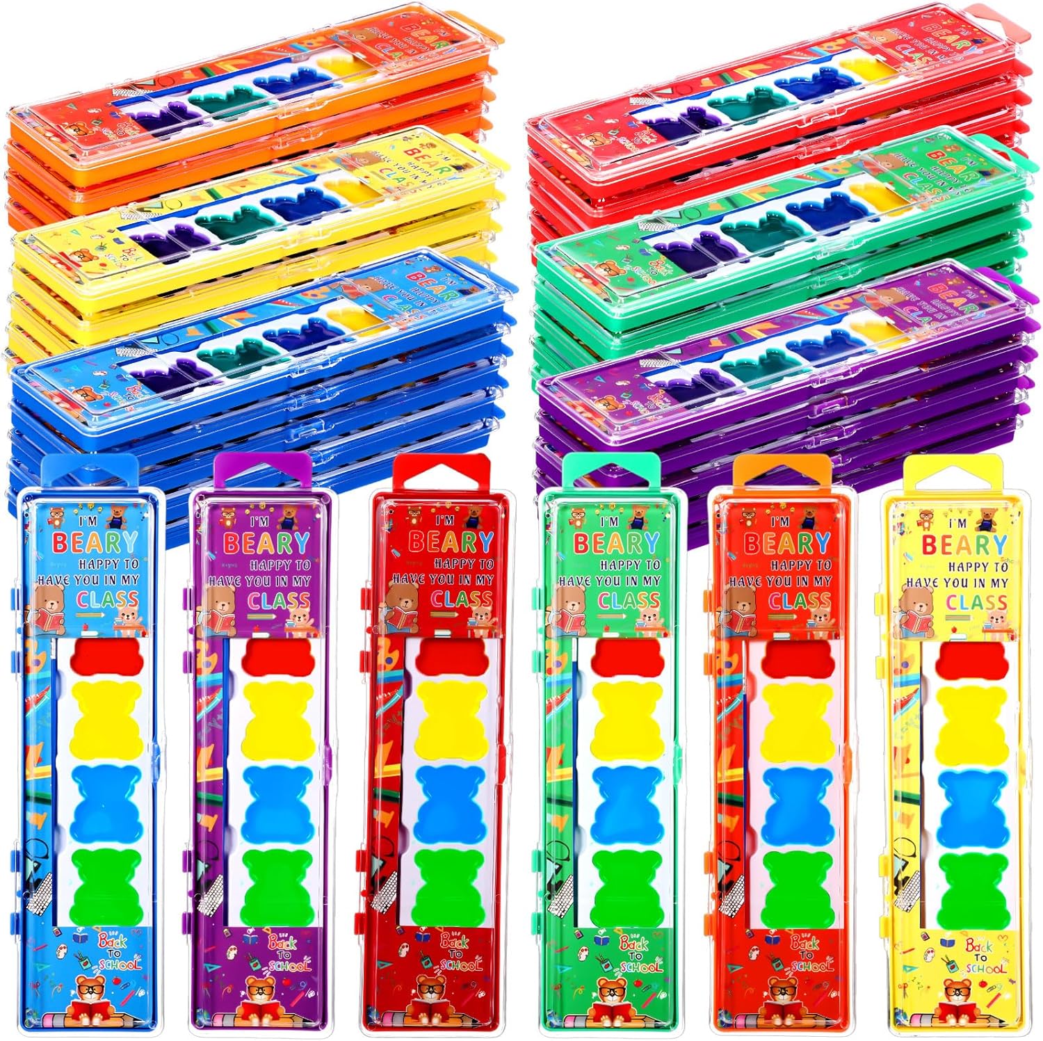 Watersay 6 Colors Back to Gifts 28 Pack Watercolor Paint Set with Card Water Color Paint for First Day Exchange Gift DIY Art Project Prize Party Favor Supplies