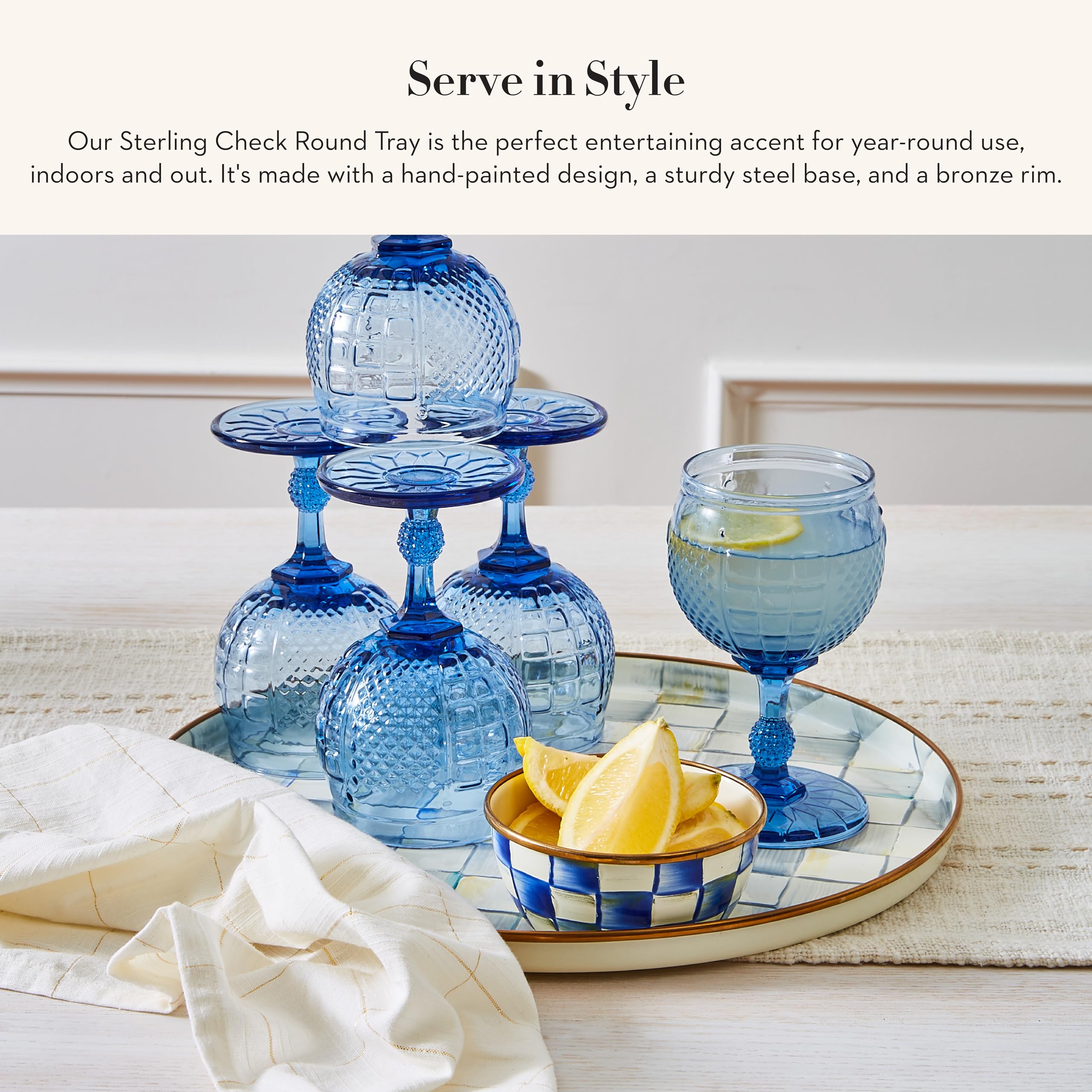 MACKENZIE-CHILDS Enamel Round Tray, Unique Serving Platter for