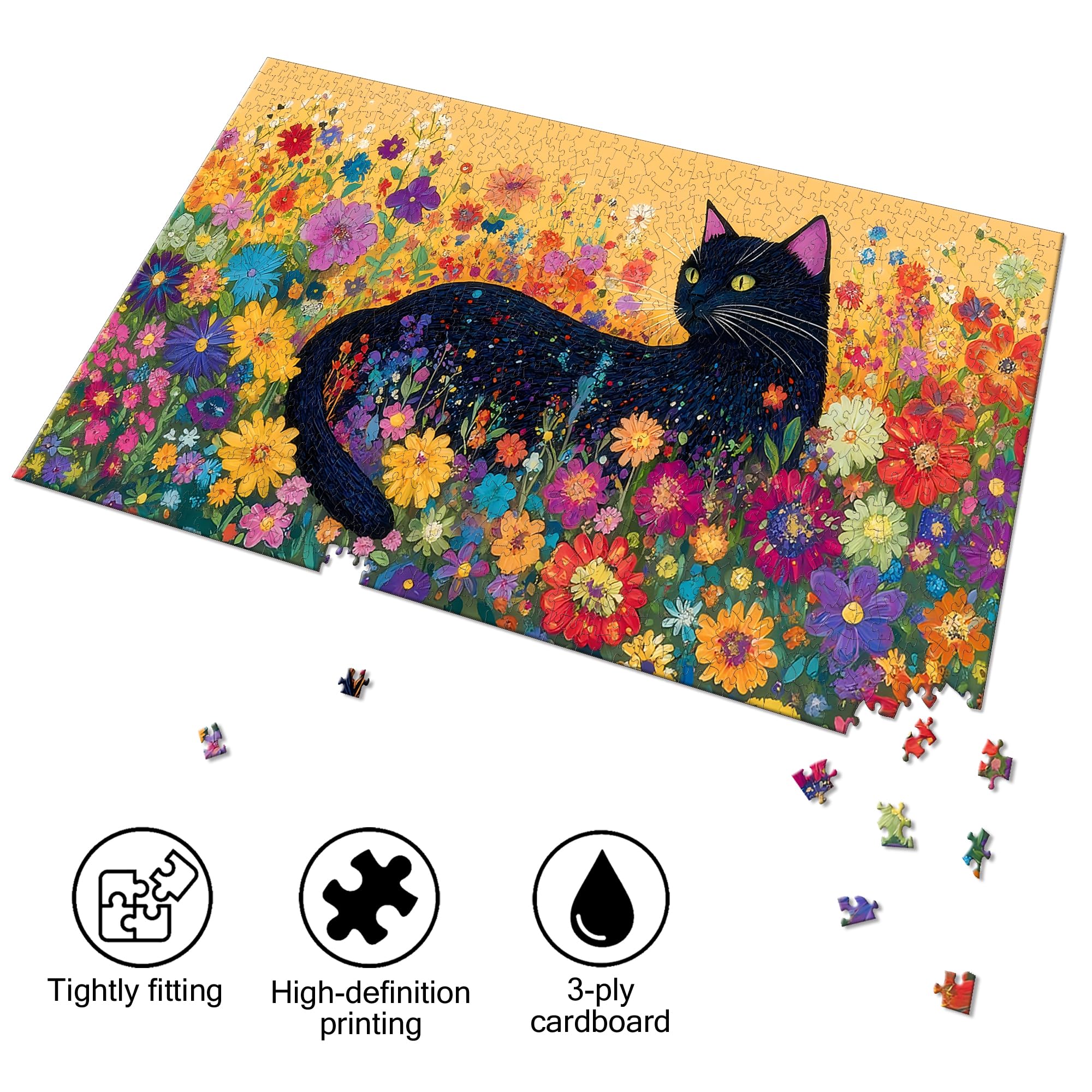 Bimkole Blooming Cat Puzzles for Adults 1000 Pieces, Flower Paper Jigsaw Puzzle 1000 Pieces - Image 2