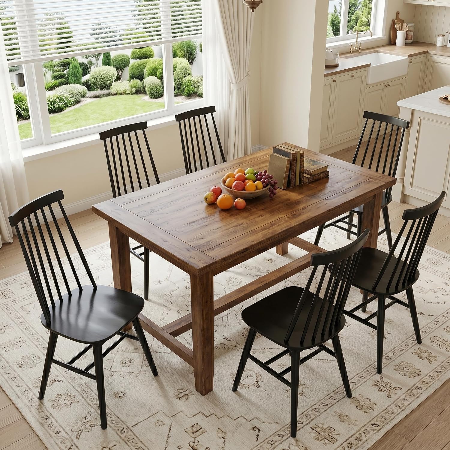 DUHOME Windsor Dining Chairs Set of 6,Wooden Spindle Back Kitchen Chairs