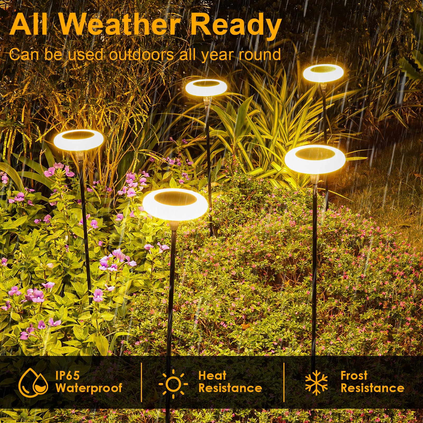 Lampy solarne do ogrodu, na zewnątrz, 4 sztuki, ciepła biel, lampy solarne do użytku na zewnątrz, super jasne, 36 lumenów, wodoszczelność IP65, do dekoracji ogrodu, tarasu, trawnika