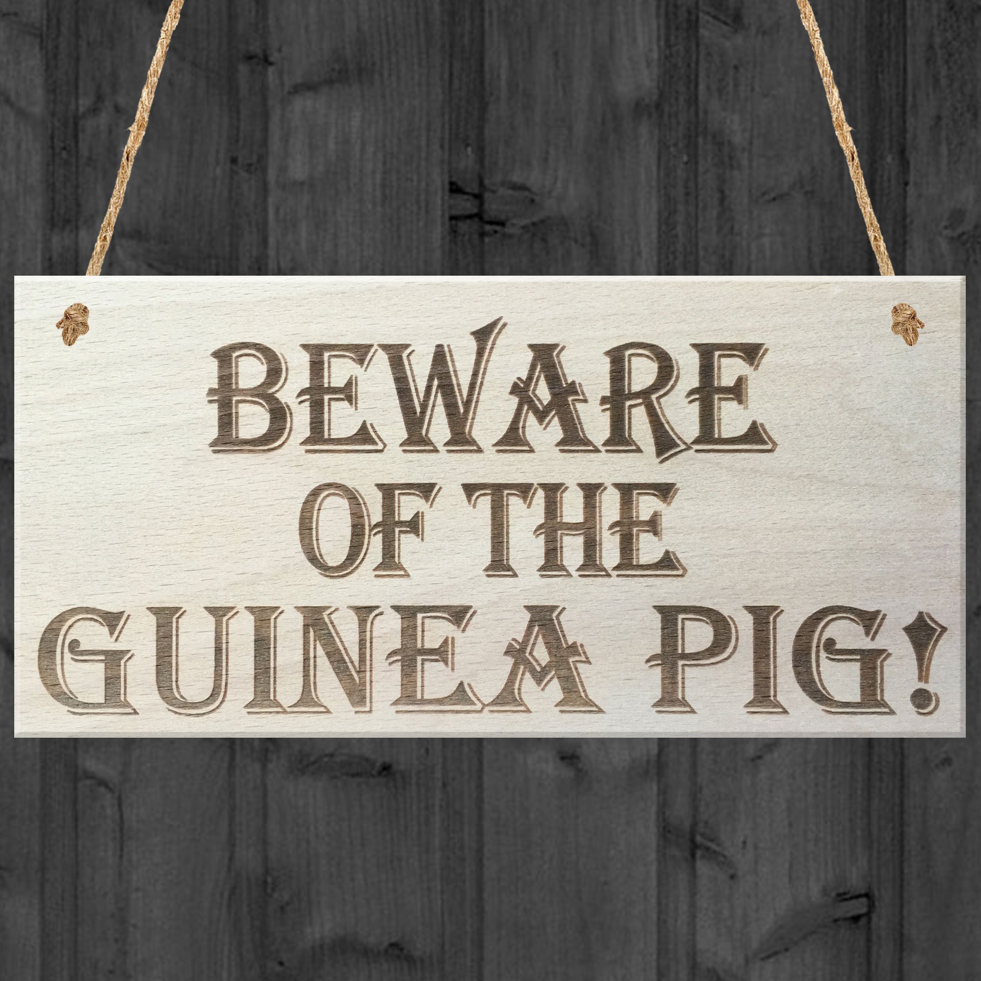 Red Ocean Beware Of The Guinea Pig Novelty Wooden Hanging Shabby Chic Plaque Guinea Pigs Sign Gift