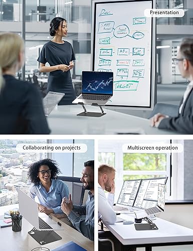 Miniatura 3 de SOUNDANCE Soporte para laptop para escritorio, elevador portátil ajustable para laptop, soporte para computadora de diseño ergonómico, elevador de