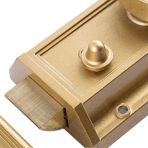 Miniatura 8 de Cerradura de borde de cerrojo de noche, cerraduras antiguas con llaves para puerta delantera, acabado dorado