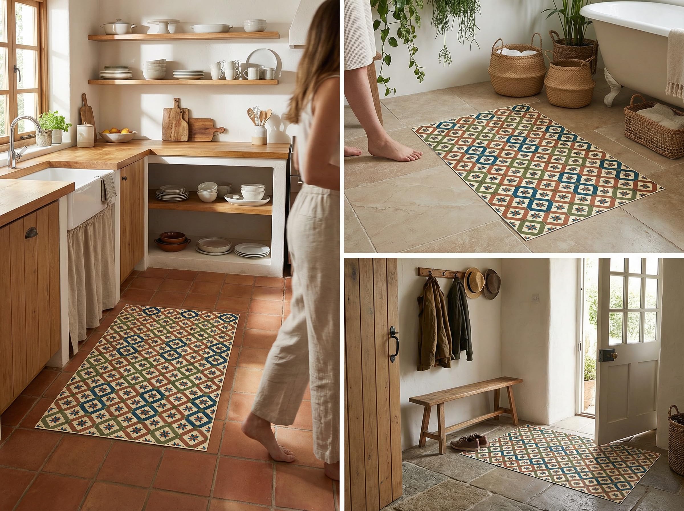 Alfombra Vinílica Cocina Antideslizante Lavable 120x160cm — Printarama | Suelo Baño Pasillo Impermeable Made in Spain