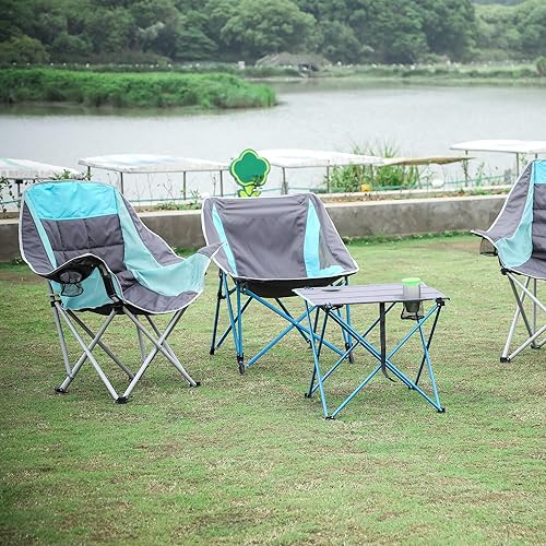 Miniatura 5 de SUNNYFEEL Silla de camping plegable de gran tamaño, sillas portátiles para patio al aire libre, jardín, césped, sofá acolchado para adultos (paquete