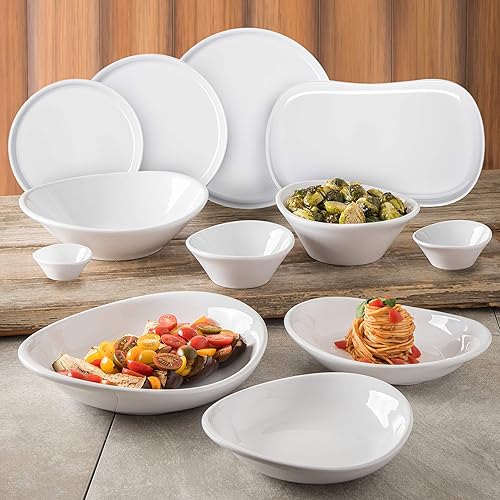 Miniatura 6 de Carlisle FoodService Products Stadia - Plato de plástico reutilizable para el hogar y el restaurante, melamina, 13 x 7 pulgadas, color blanco