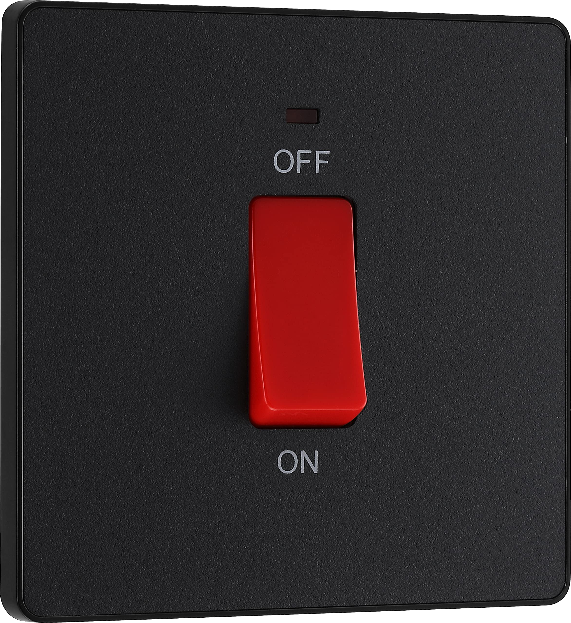 British General Matt Black Bg Electrical Cooker Control Switch Unit With Led Power Indicator, Single Plate, Double Pole, Screwless, Evolve, 45A, Pcdmb74b