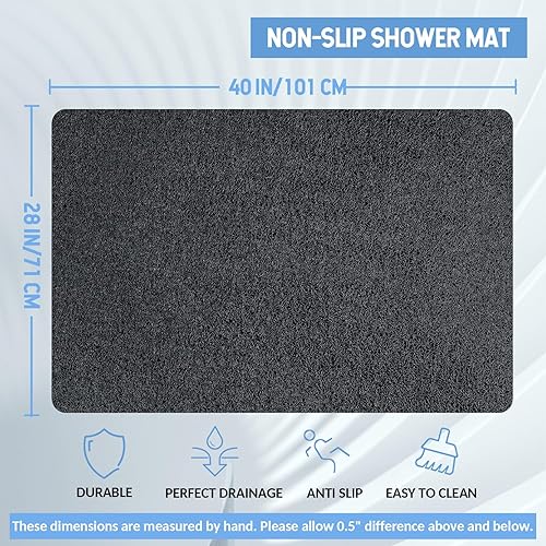 Vista 88 de Tapete antideslizante de secado rápido para bañera, ducha, piso, baño, hogar, cocina, hotel (gris, 24 x 16 pulgadas)