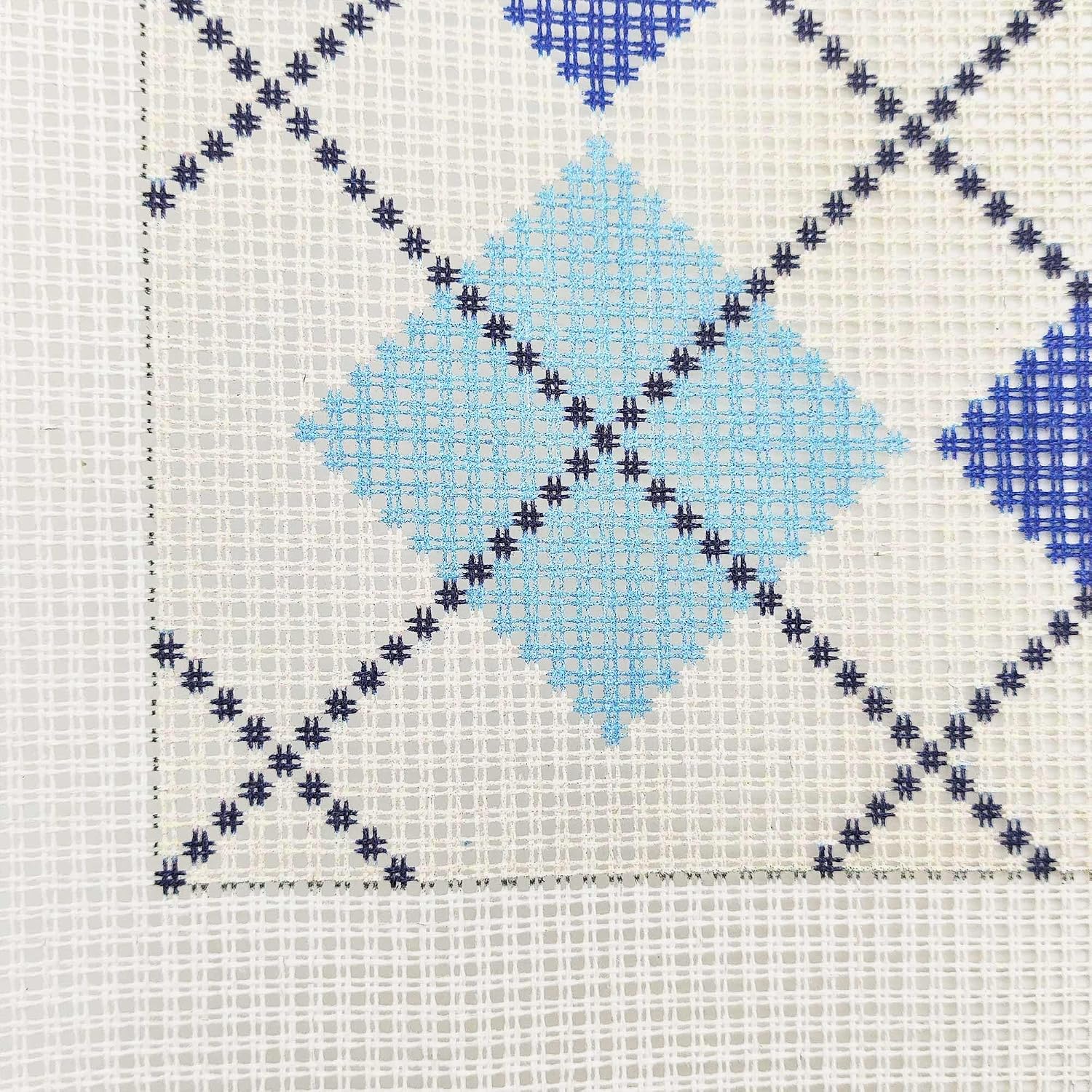 Howie's Needlepoint Needlepoint Kits for Adults, Pillow Front Cross Stitch Kit with Embroidery Pattern on Canvas, Yarn, 2 Needles and Instruction, 16 x 16inch(Plaid 1)
