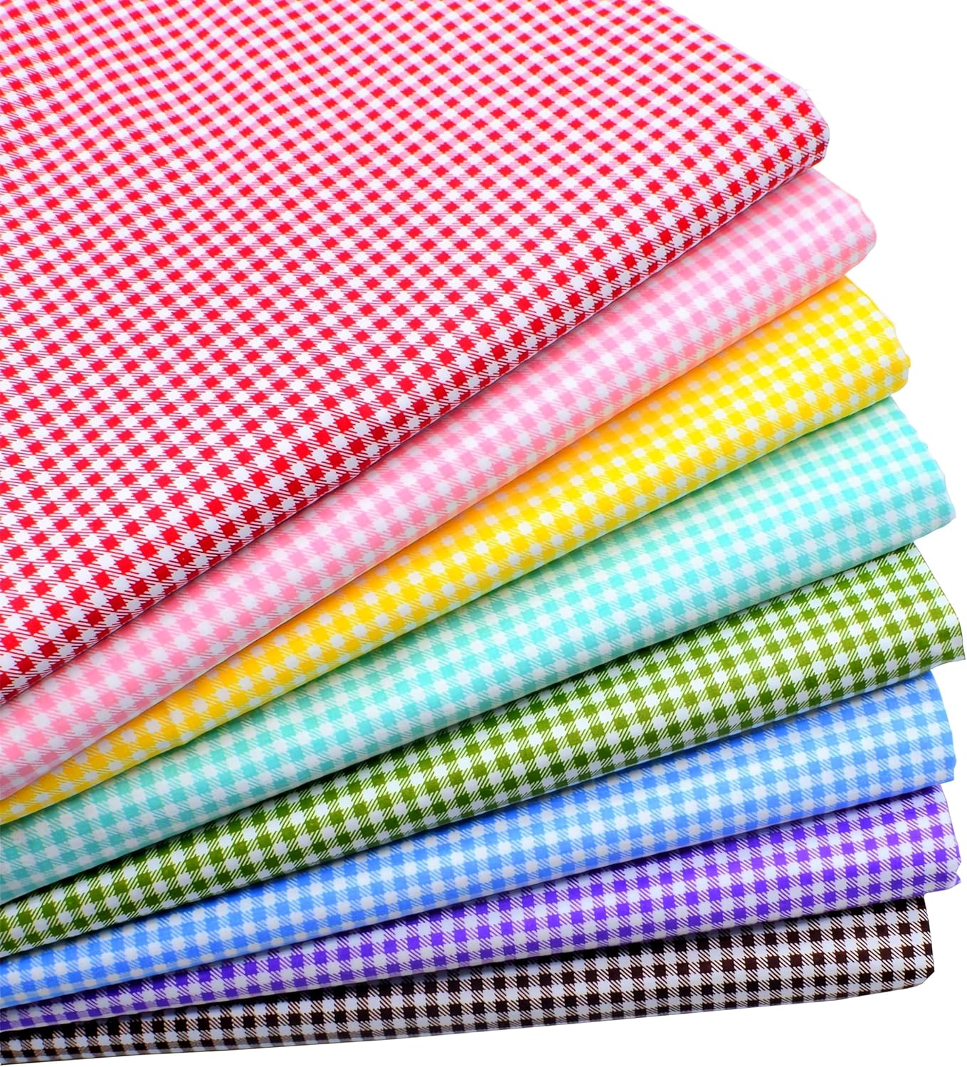 iNee Gingham Fat Quarters Fabric Bundles, Quilting Fabric for Sewing Crafting, 18 x 22 inches, (Gingham)