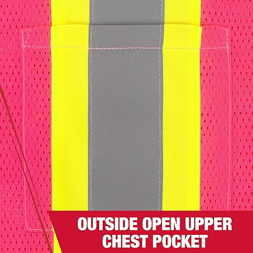 Miniatura 4 de Radians SV22-1 Economy Tipo O Clase 1 Chaleco de Seguridad Talla 2XL, Malla Rosa con Cinta de Contraste - 1 Cada