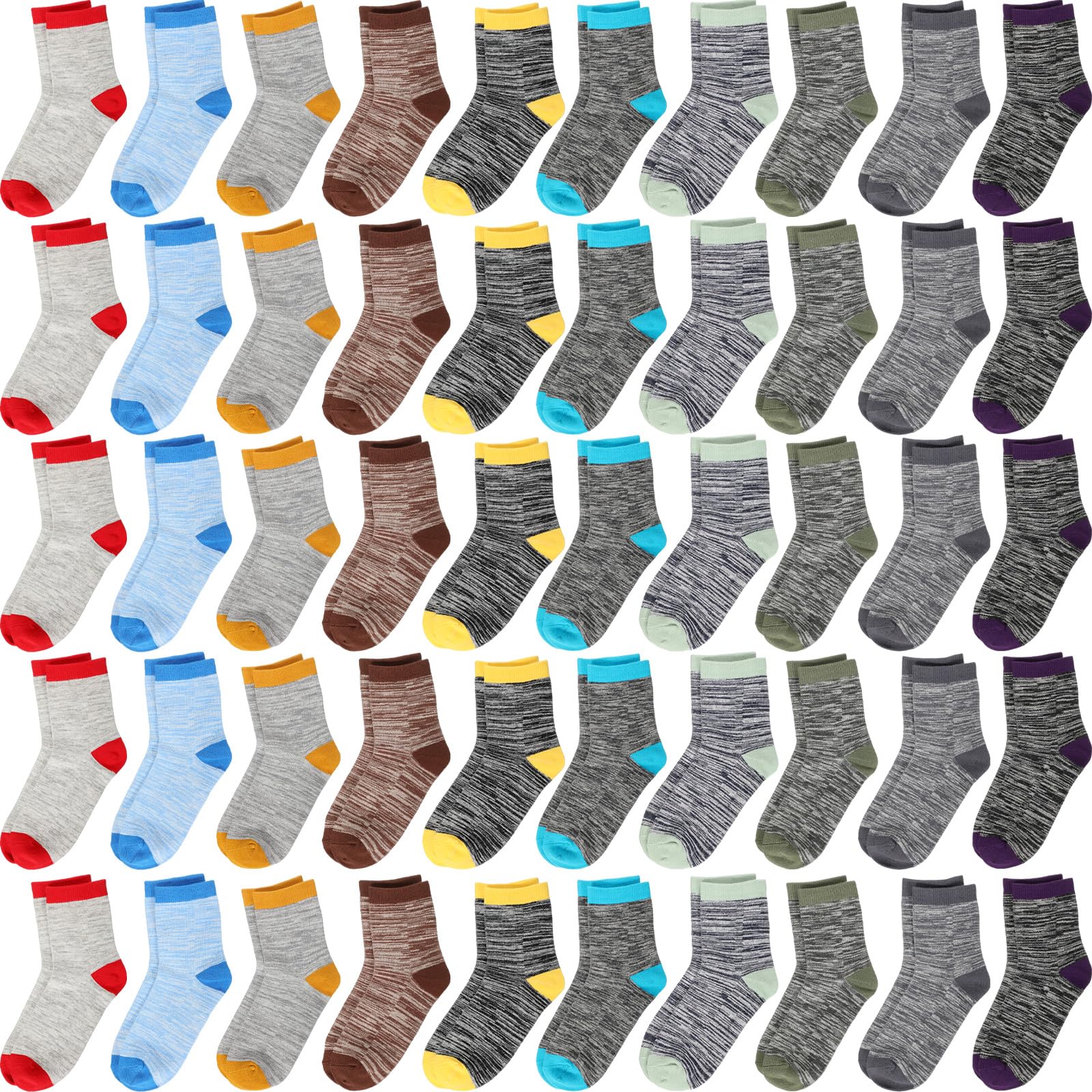 Chuarry 50 pares de calcetines cálidos para niños, calcetines de algodón suave al tobillo, transpirables, calcetines atléticos para deportes de invierno