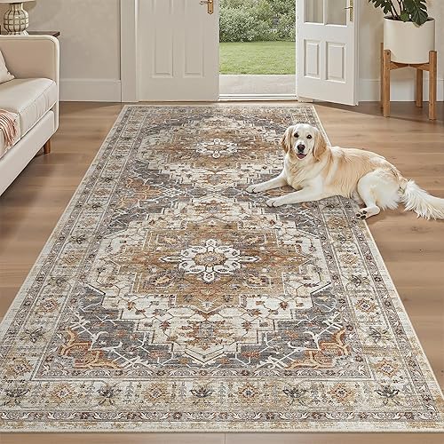 Miniatura 148 de Madane Alfombra lavable de 2 x 3 pies, alfombra de entrada pequeña, antideslizante, vintage, para entrada interior, alfombra de pelo bajo