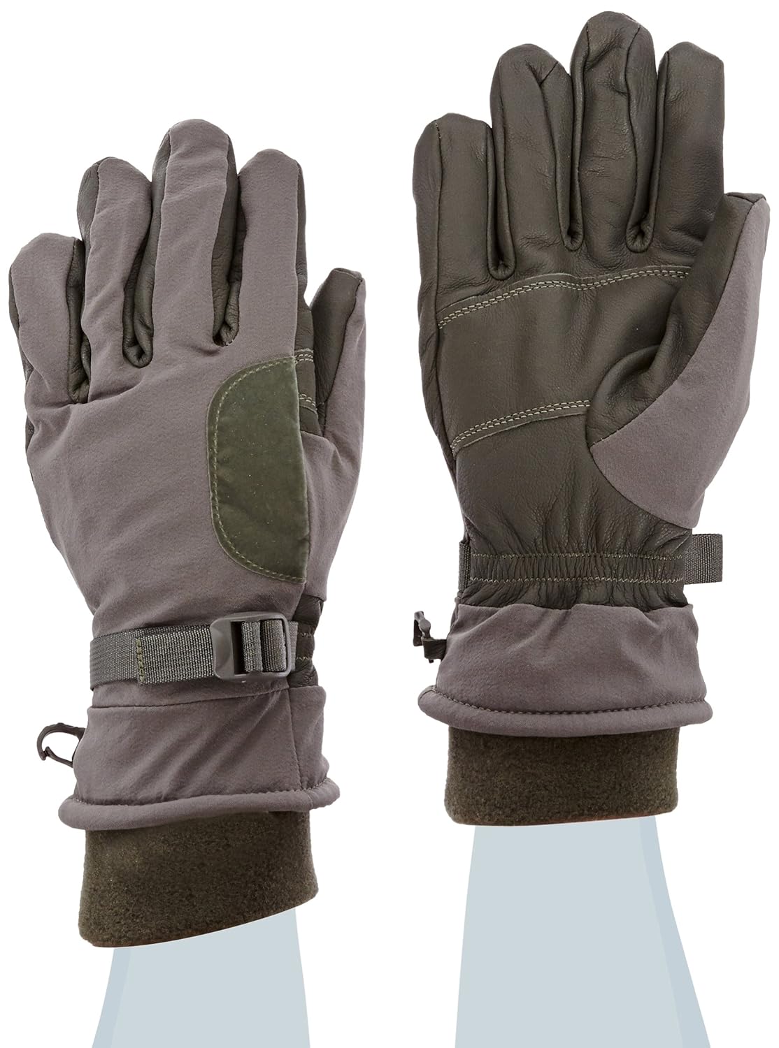 Ansell ActivArmr 46-451 Goatskin Intermediate Cold Wet Combat and Utility Glove, Chemical Resistant, Fleece Wrist Cuff, 12" Length, Large, Folliage Green (1 Pair)