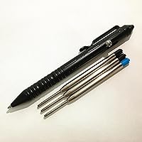 Vista 6 de Bolígrafo de acción de perno de aluminio con lado de tungsteno para EDC Pocket Color Negro con 3 recambios adicionales en caja de regalo (LA007)