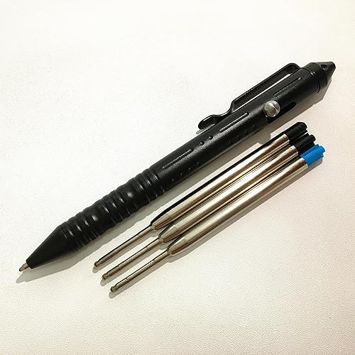 Miniatura 6 de Bolígrafo de acción de perno de aluminio con lado de tungsteno para EDC Pocket Color Negro con 3 recambios adicionales en caja de regalo (LA007)