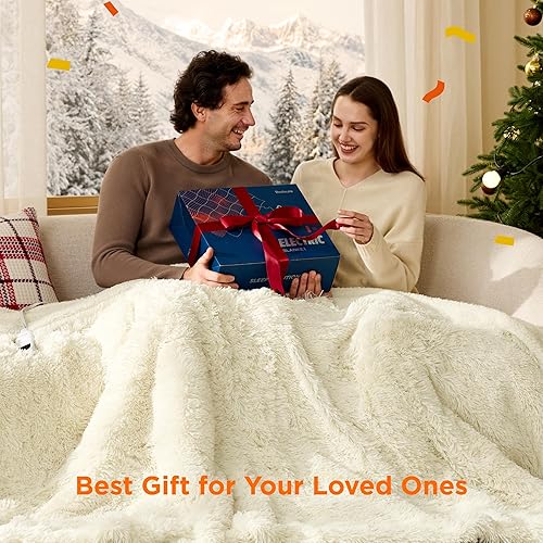 Vista 145 de Bedsure - Manta eléctrica tamaño matrimonial; térmica, de franela suave, calentamiento rápido, 10 ajustes de tiempo y 6 ajustes de calor; regalo 01