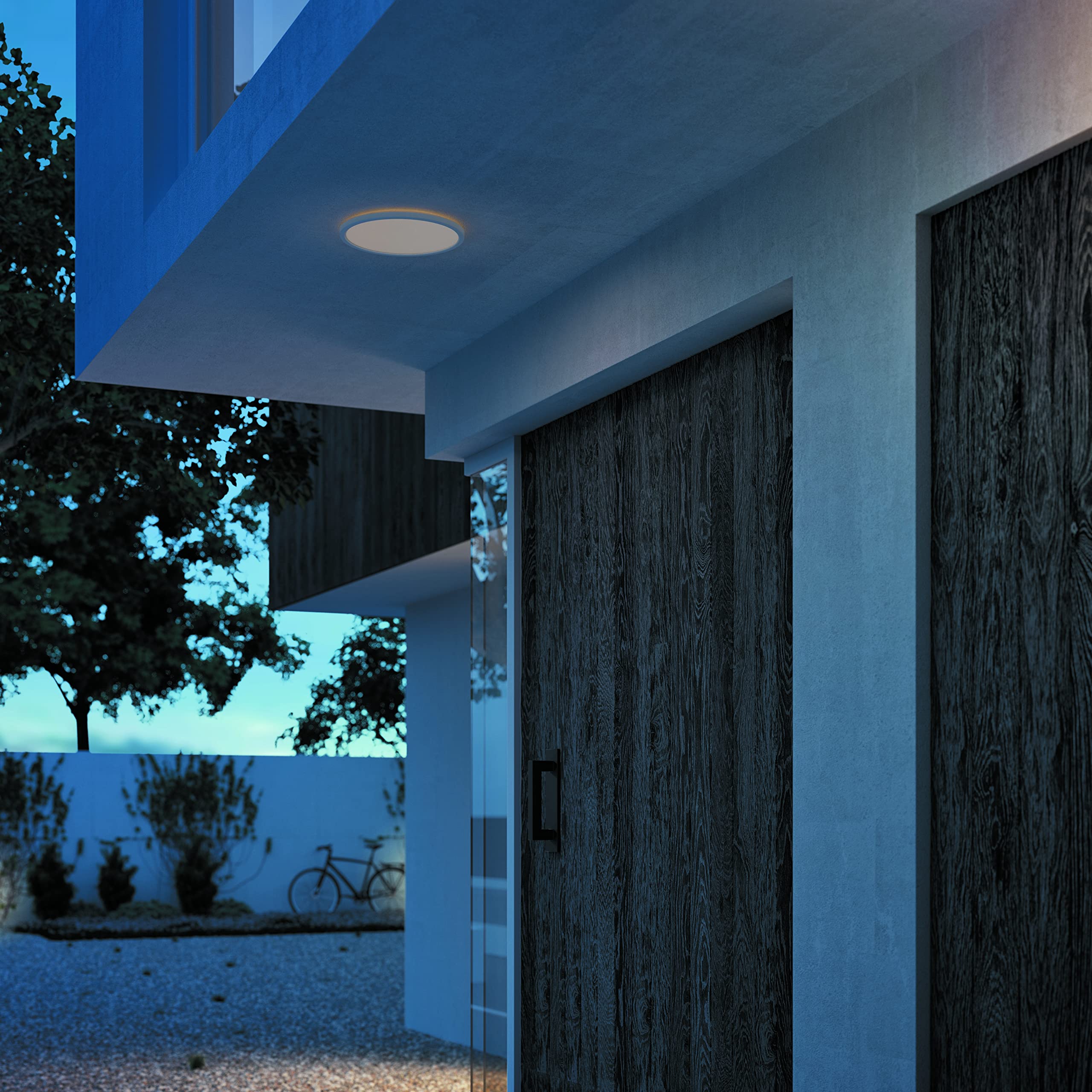 Plafonnier extérieur PHILIPS LED Superslim 15W [Blanc chaud - Blanc] Résistant à l'eau IP54, pour éclairage de jardin, patio et terrasse.