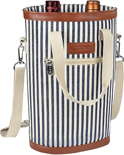 Miniatura 10 de opux Bolsa de vino para dos botellas, aislada, a prueba de fugas, bolsa enfriadora de vino de 2 botellas para viajes, pícnic, funda de vino
