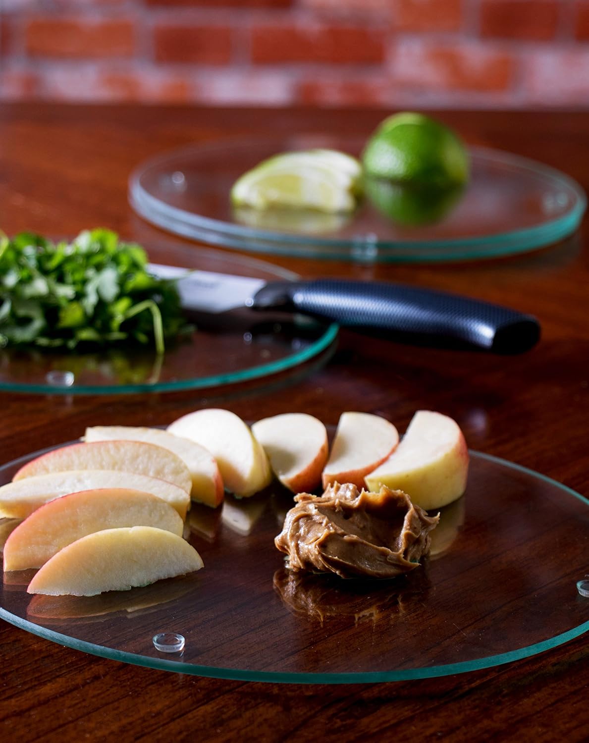 4 Circle Non-Slip Glass Cutting Board Set by Clever Chef - Shatter-Resistant, Durable, Stain-Resistant, and Dishwasher Safe - 9.75 Inches Diameter