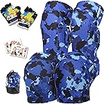 Soft-Style Kids Knee and Elbow Pads with Bike Gloves, Flexible Impact-Resistant Gear for Ages 2-11, Designed for Balance Bikes, Roller-Skating, and Skateboarding (Ocean Camo, Small)