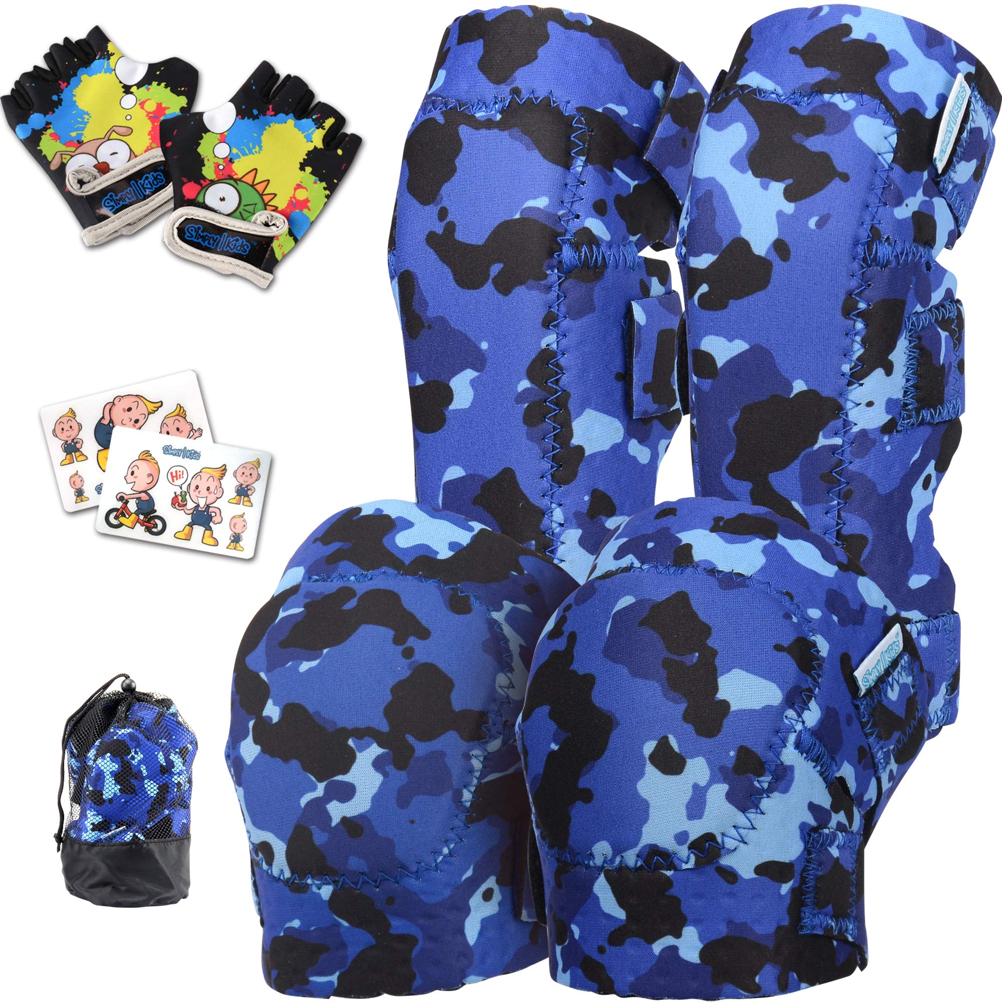 Innovative Soft Kids Knee and Elbow Pads with Bike Gloves I Toddler Protective Gear Set w/Mesh Bag I Bike, Roller-Skating, Skateboard Knee Pads for Kids Child Boys Girls