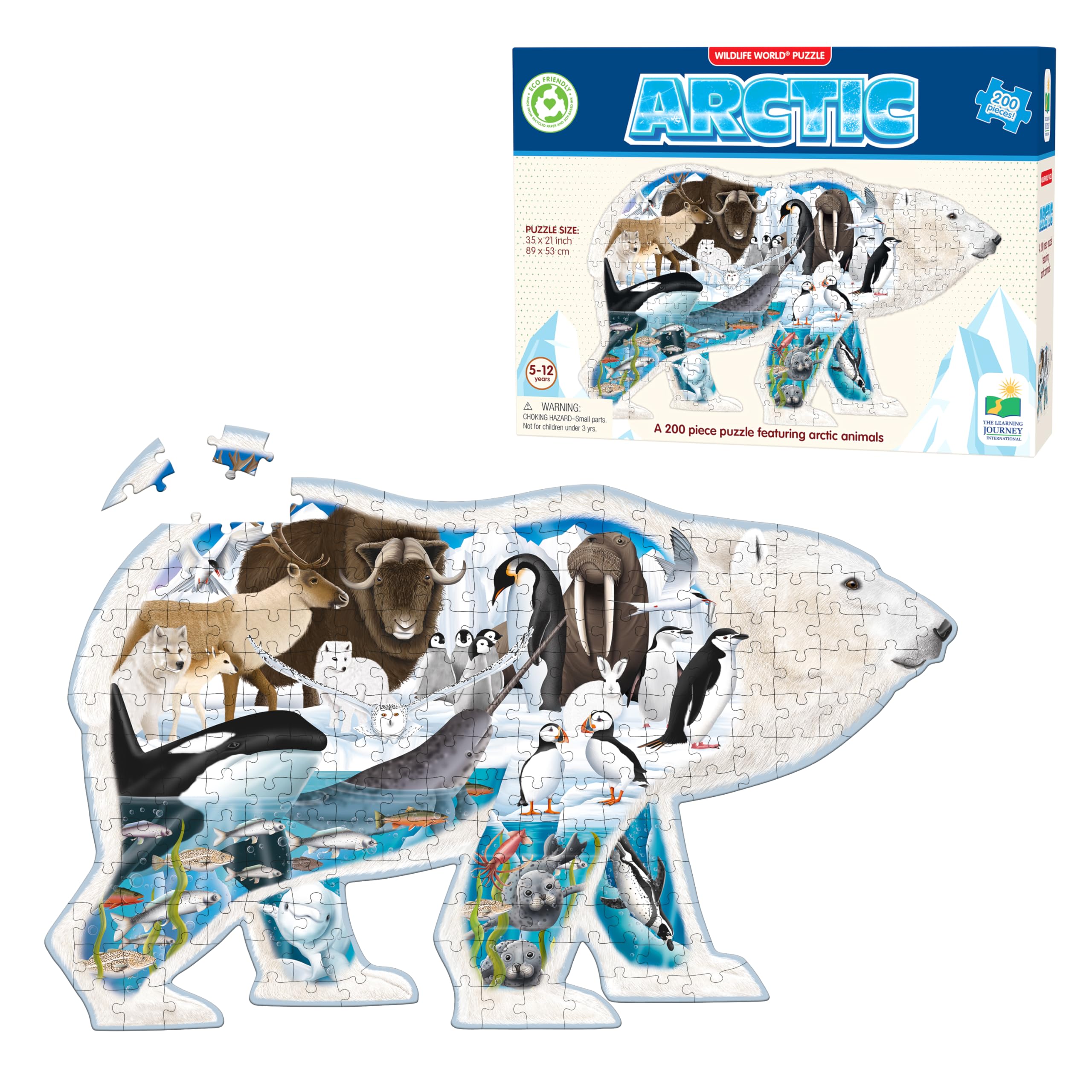 The Learning Journey Wildlife World Arctic 200 Piece Shaped Puzzle | Educational Toy for Kids 5-12 | Fun Jigsaw for Girls & Boys | Award-Winning