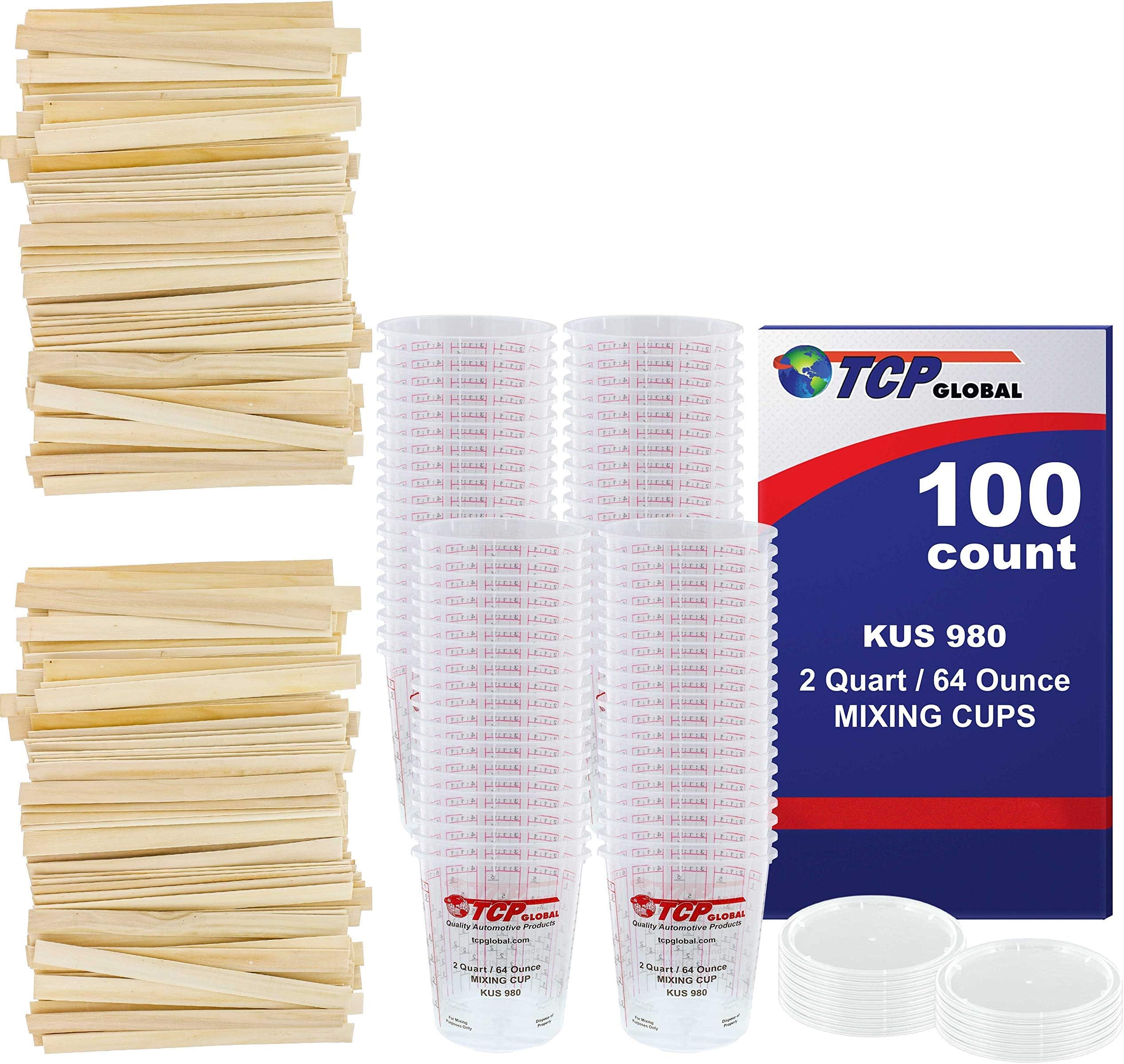 Paint Mixing Cups, 32 oz. (1 Quart) - Calibrated Mixing Ratios on Side of Cup Je