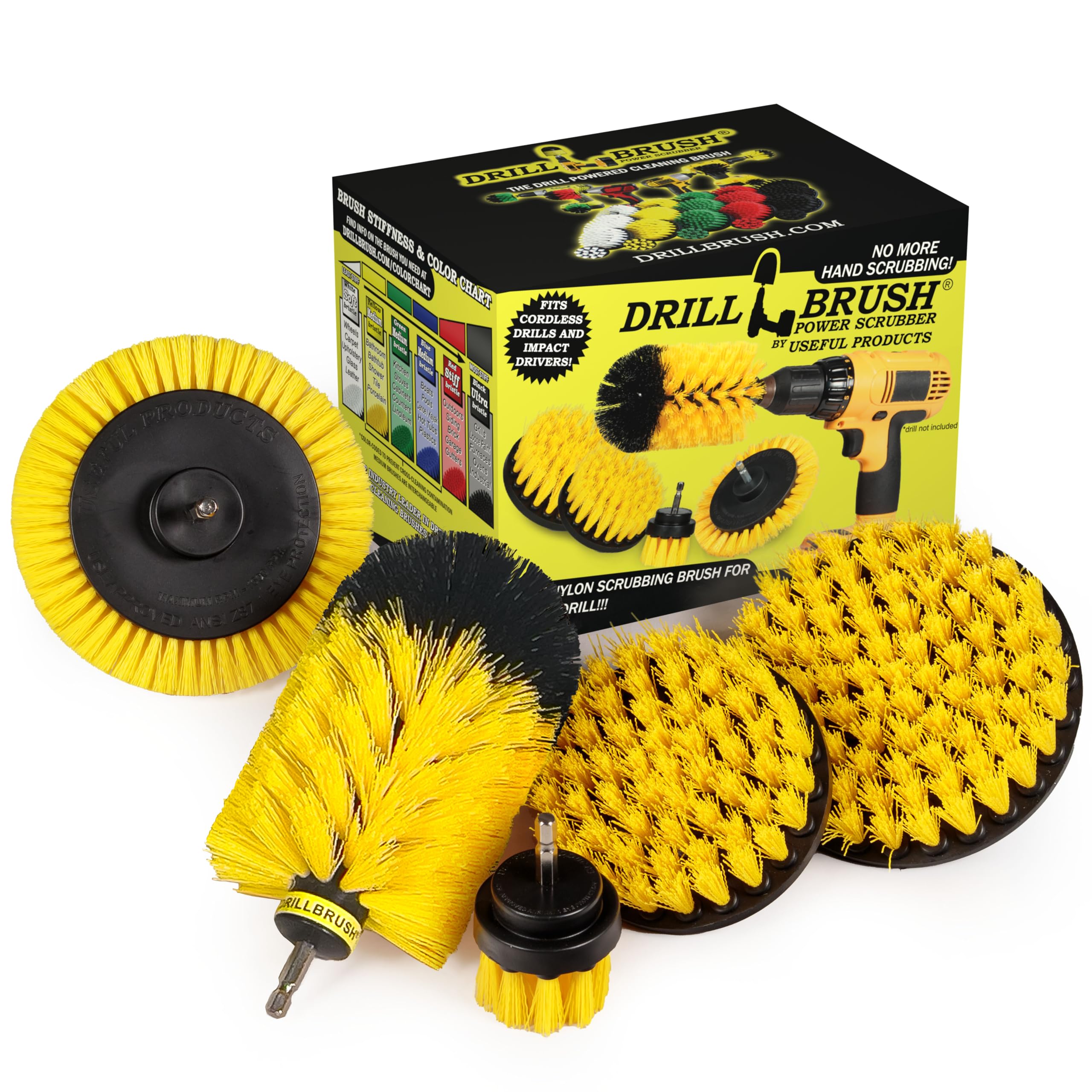 Drill Brush Power Scrubber by Useful Products - Drillbrush Grout Cleaner Brush Kit - Bathroom Drill Brush Attachment