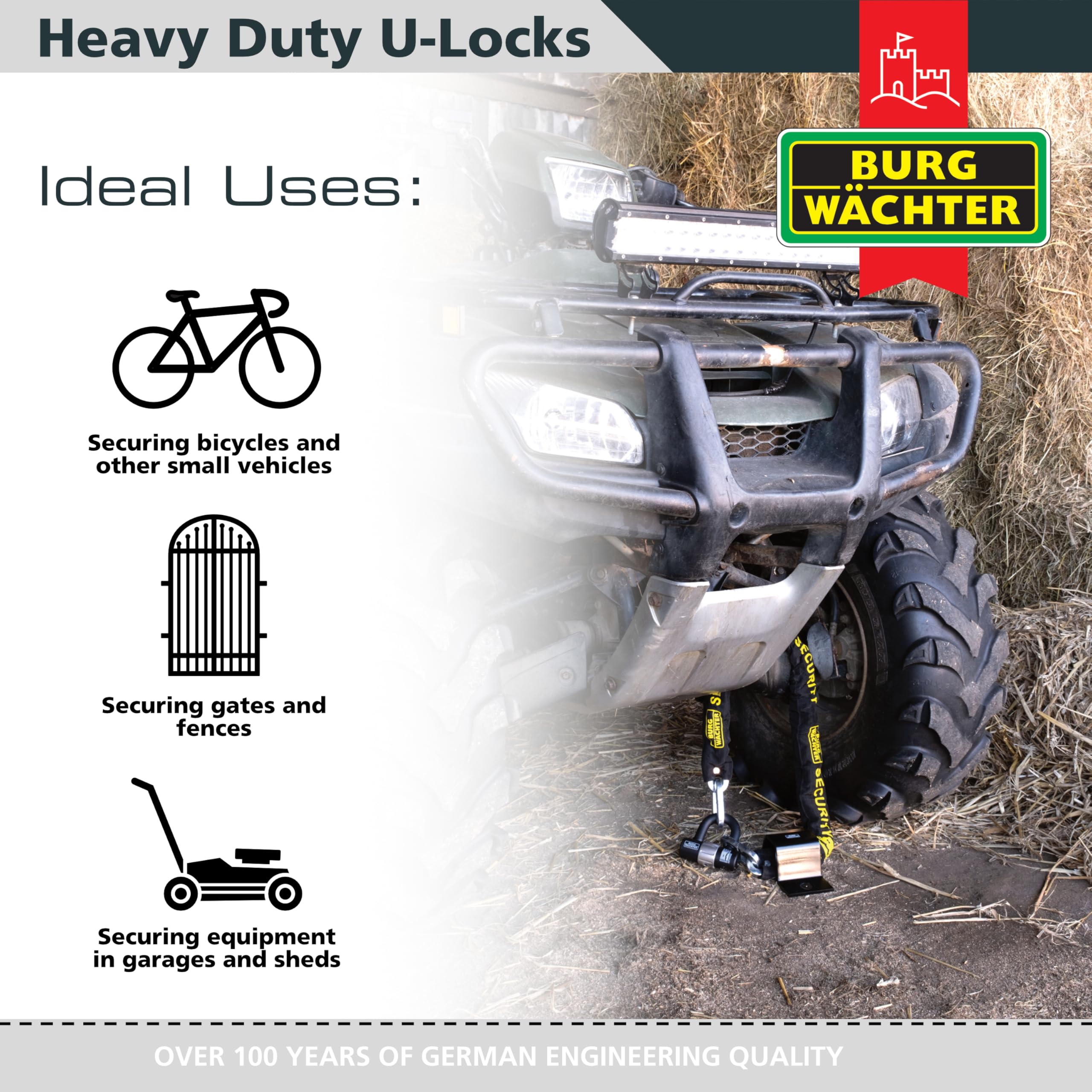 Burg Wächter 100D Quadra se vende seguro con llave dorada igual U Lock Quad Pack, negro