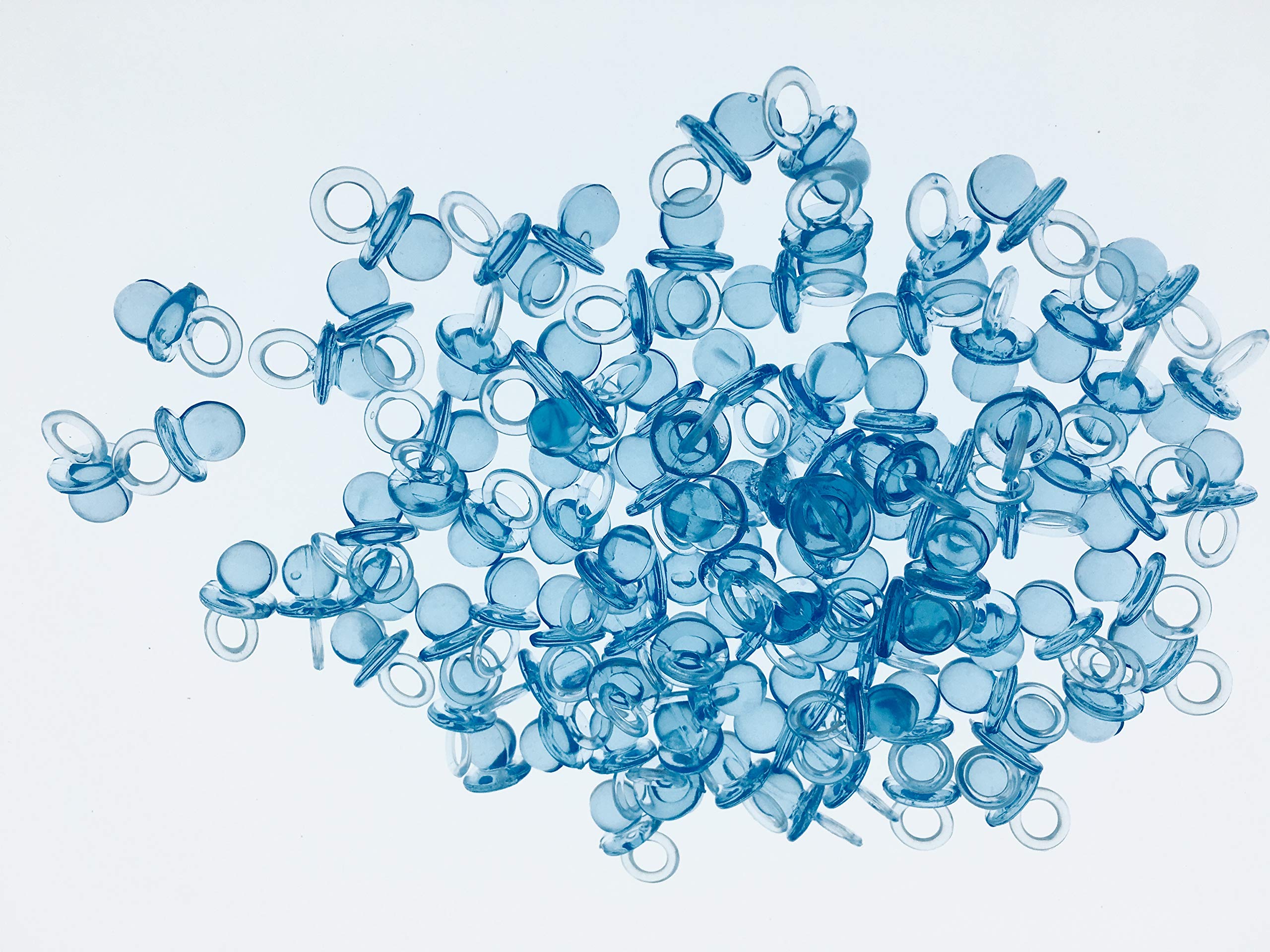 CalCastle Craft(144 Pieces) 3/4" Small Acrylic Baby Pacifiers Baby Shower Decoration Table Scatter Blue, Pink, Clear, Yellow (Blue)