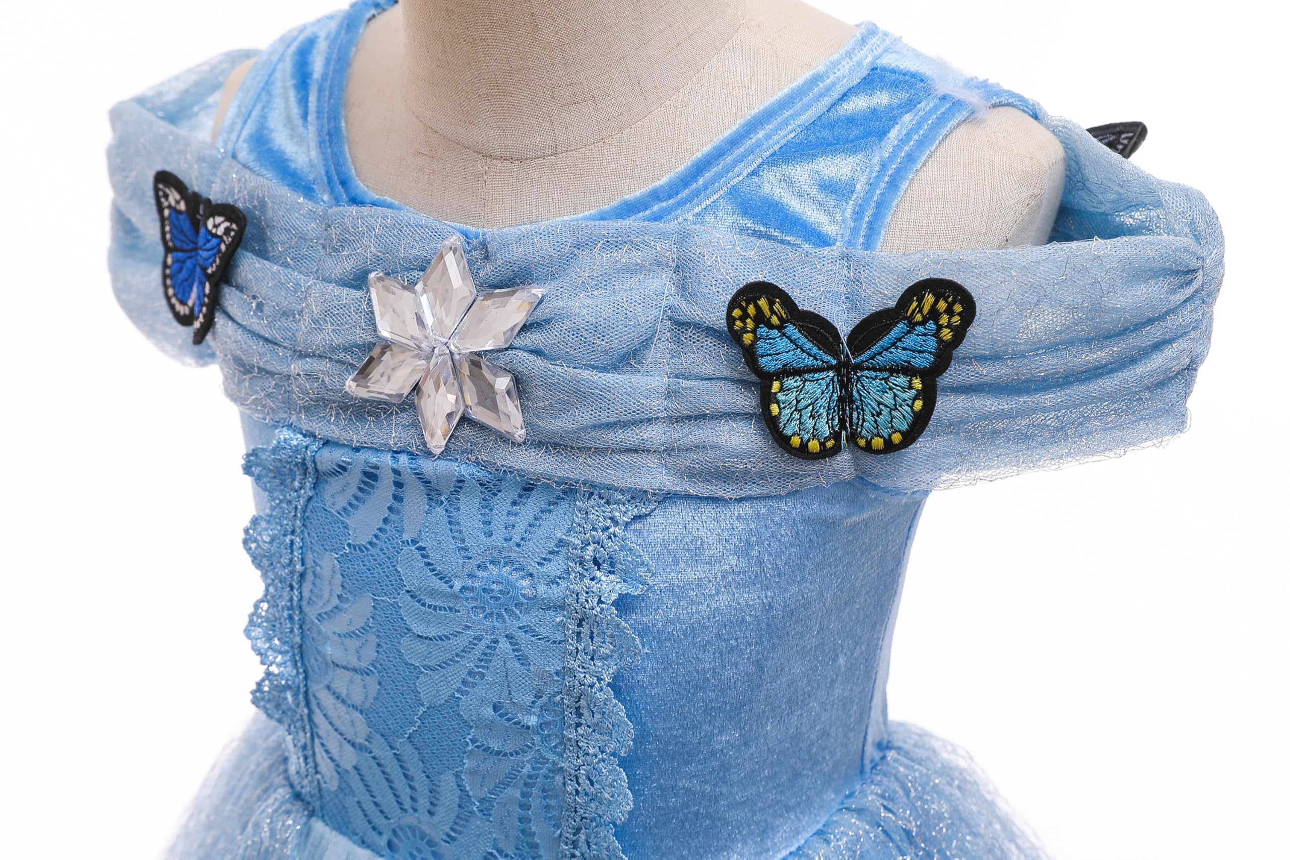 ELSA & ANNA Abito da principessa per bambina - Costume da bambina congelata - Abito da principessa per bambina per feste, compleanni, travestimenti e Halloween - Abito CNDR5