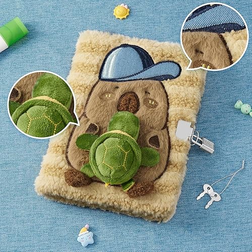 Miniatura 10 de WERNNSAI Diario de gato de felpa con cerradura y llaves, diario para niñas con cerradura para niñas, regalo de cumpleaños, Navidad, San Valentín,