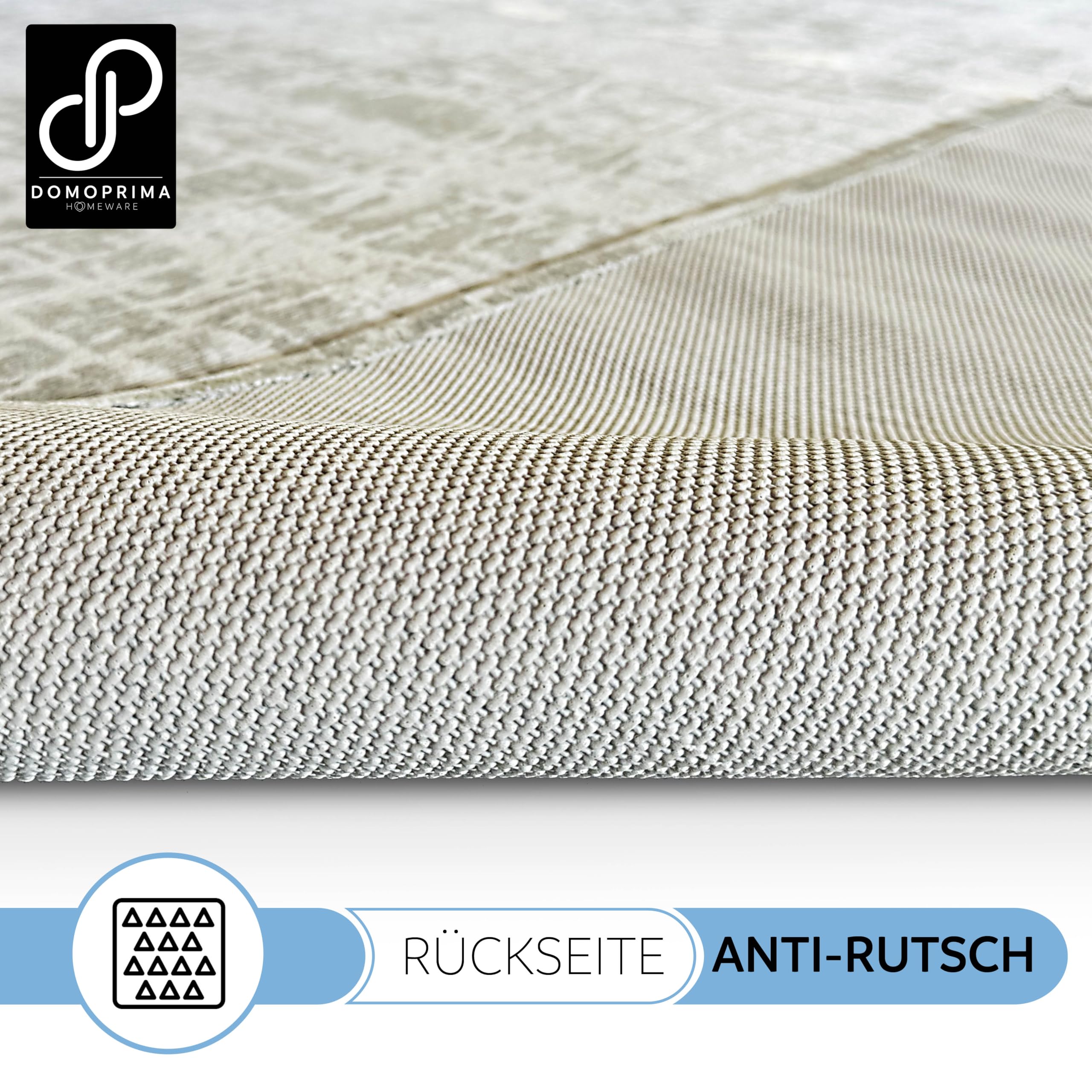DOMOPRIMA Vintage Teppich ca. 160 x 230 cm für Wohnzimmer Schlafzimmer Esszimmer Kurzflor modern zeitlos schön robust waschbar antirutsch Rückseite pflegeleicht OEKOTEX
