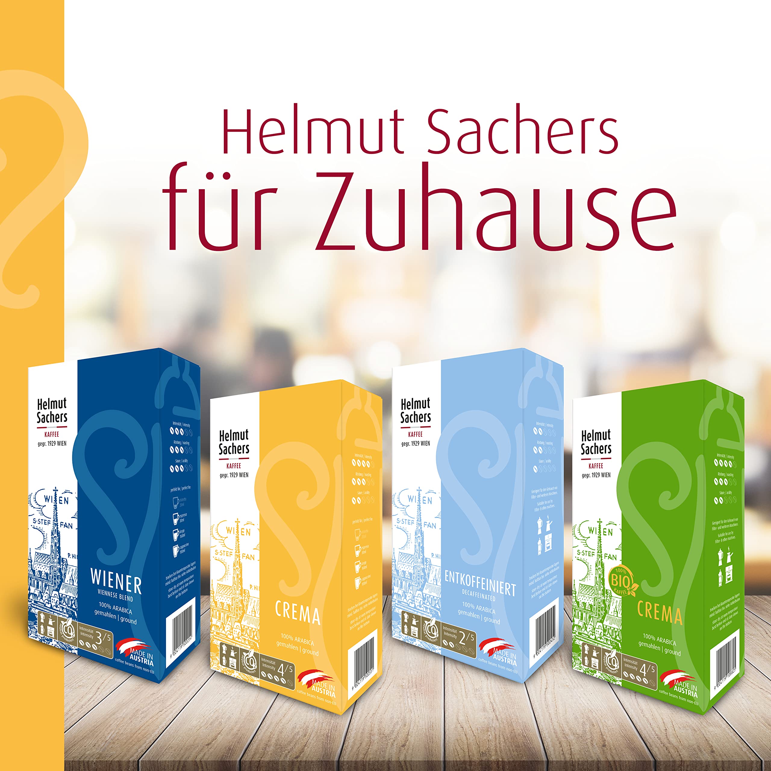 Helmut Sachers Kaffee - Crema, aus exzellenten süd- und mitteramerikanischen Sorten für vollendeten Kaffeegenuss, nachhaltig geröstet in Österreich - gemahlen, 6 x 500g, 3000.0 gramm, 0.55 grams