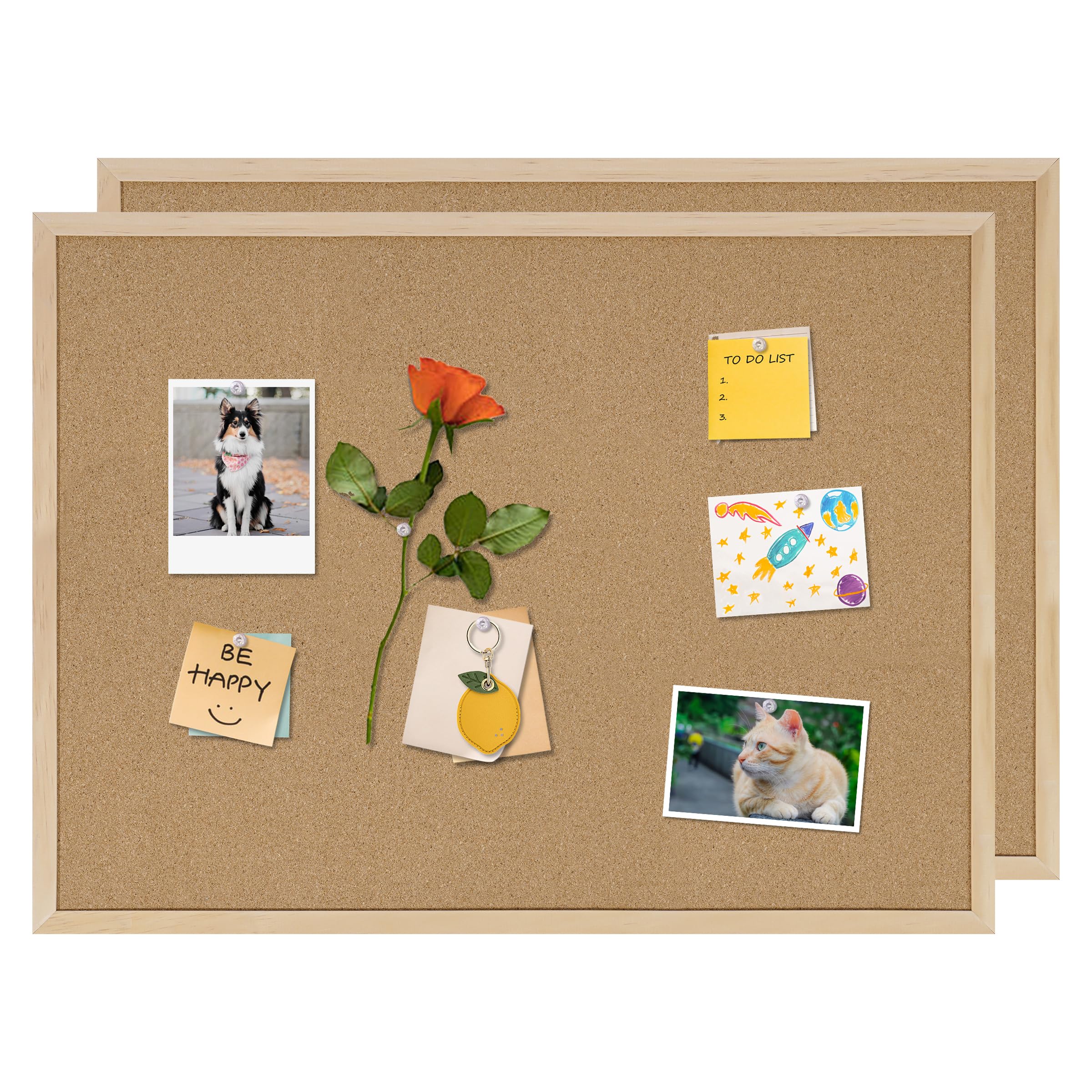DAHAPYBOO Cork Board 2Pack,24x18 Bulletin Board for Office with Pin Oak Wood Boards, Message Board or Vision Board.