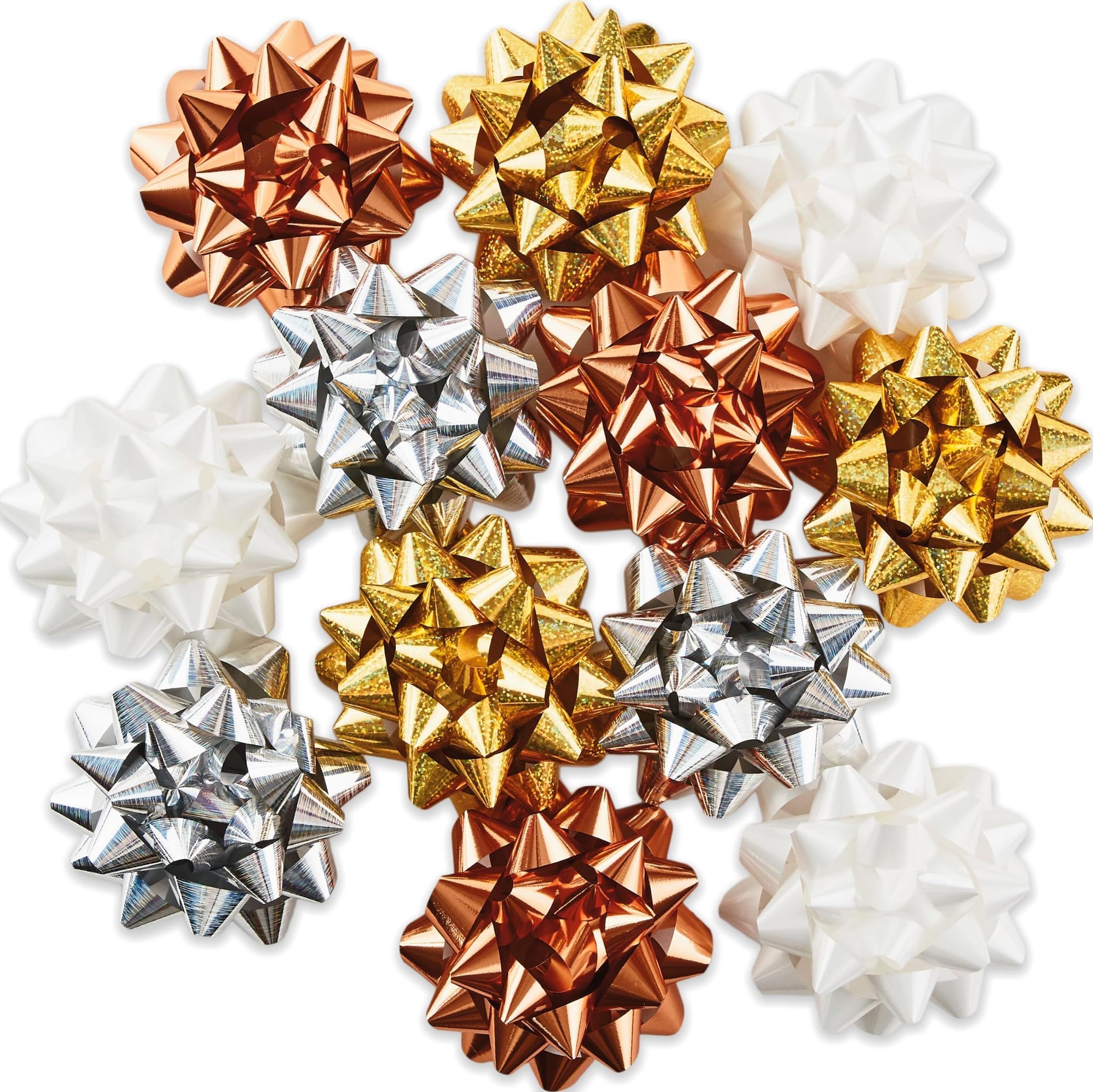 Hallmark Metallic Gift Bows, 12-Pack (Gold, Silver, Bronze, White)