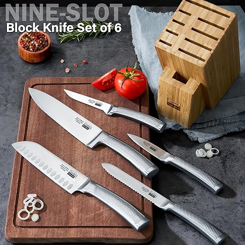 Miniatura 5 de Cooks Standard Juego de cuchillos de cocina con bloque de 6 piezas, hoja alemana de alto carbono de forja de acero inoxidable con bloque de