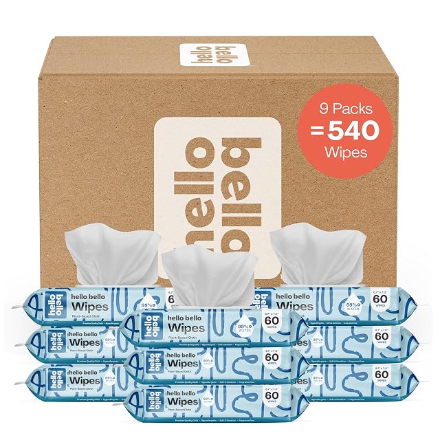 Hello Bello Extra Gentle Unscented Baby Wipes Plant Based Made with 99 Water and Aloe for Babies and