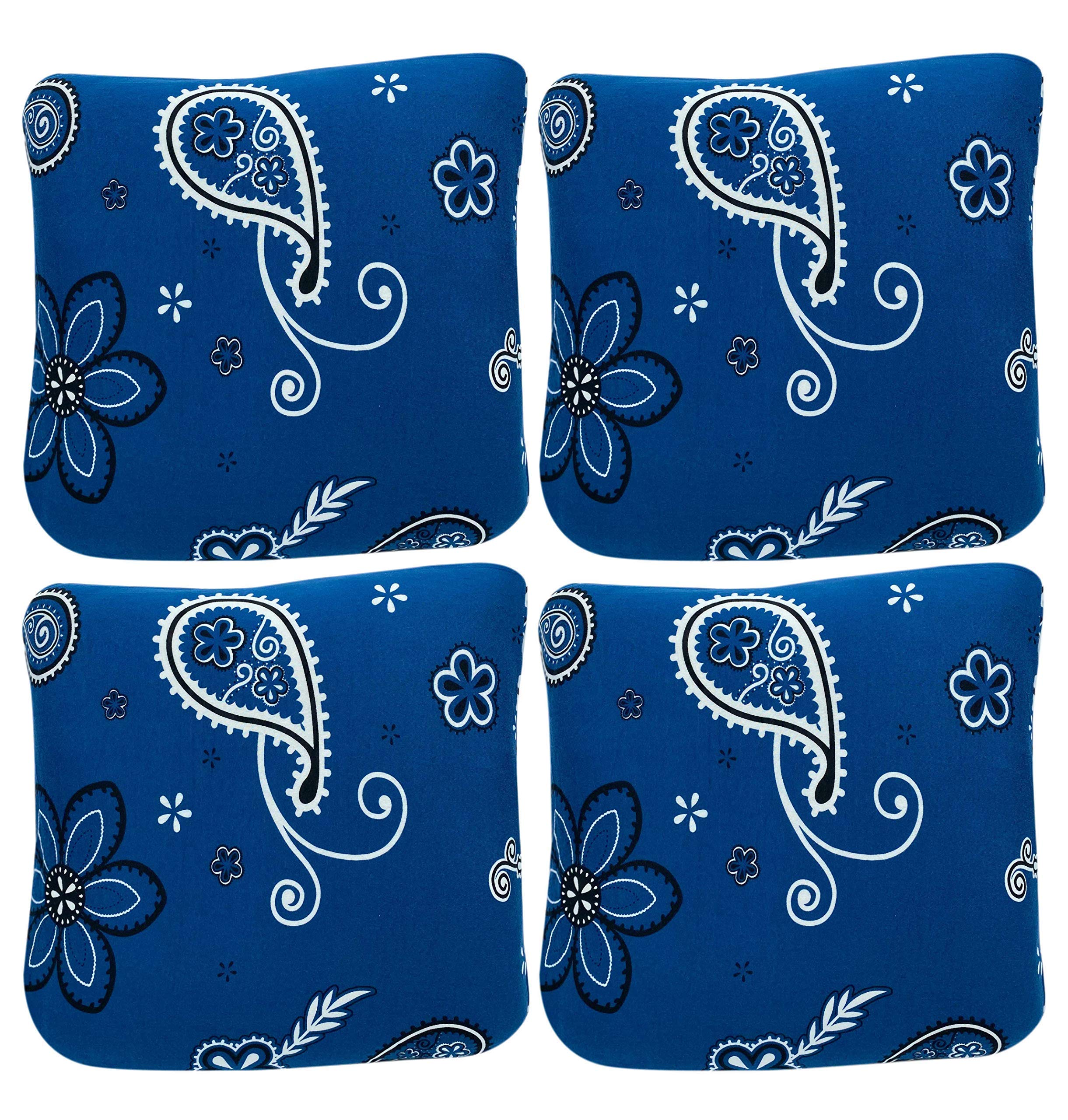 House of Quirk Polyester Paisley Throw Pillow Case Cushion Cover Home Sofa Decorative (42x42cm, Dark Blue) -4 Pieces
