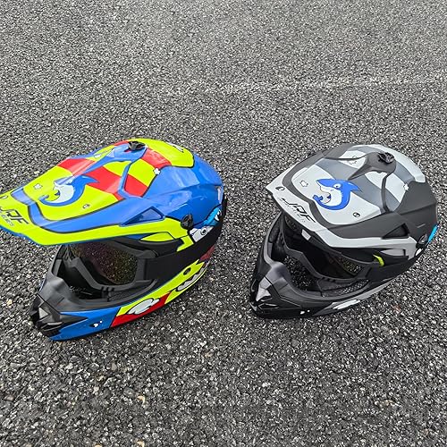 Miniatura 8 de cascos para niños y jóvenes de bicicleta todoterreno, motocross, ATV, BMX, MX, bicicleta todoterreno, casco de motocicleta J-01 con gafas y guantes
