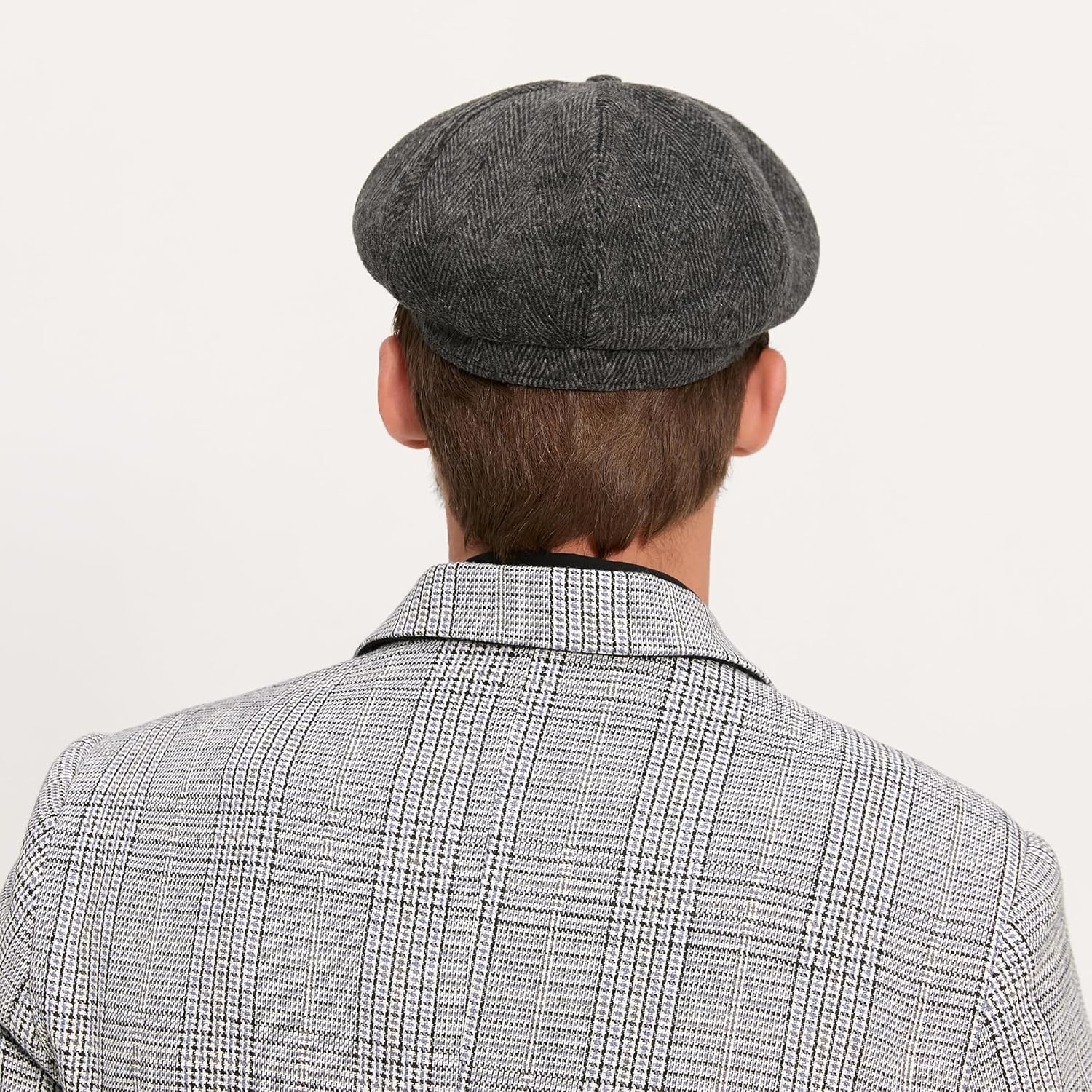 Men Women Wool Blend Newsboy Cap, 8 Panel, Herringbone Tweed, Irish Cabbie Ivy Gatsby Driving Hunting Hat - Image 6