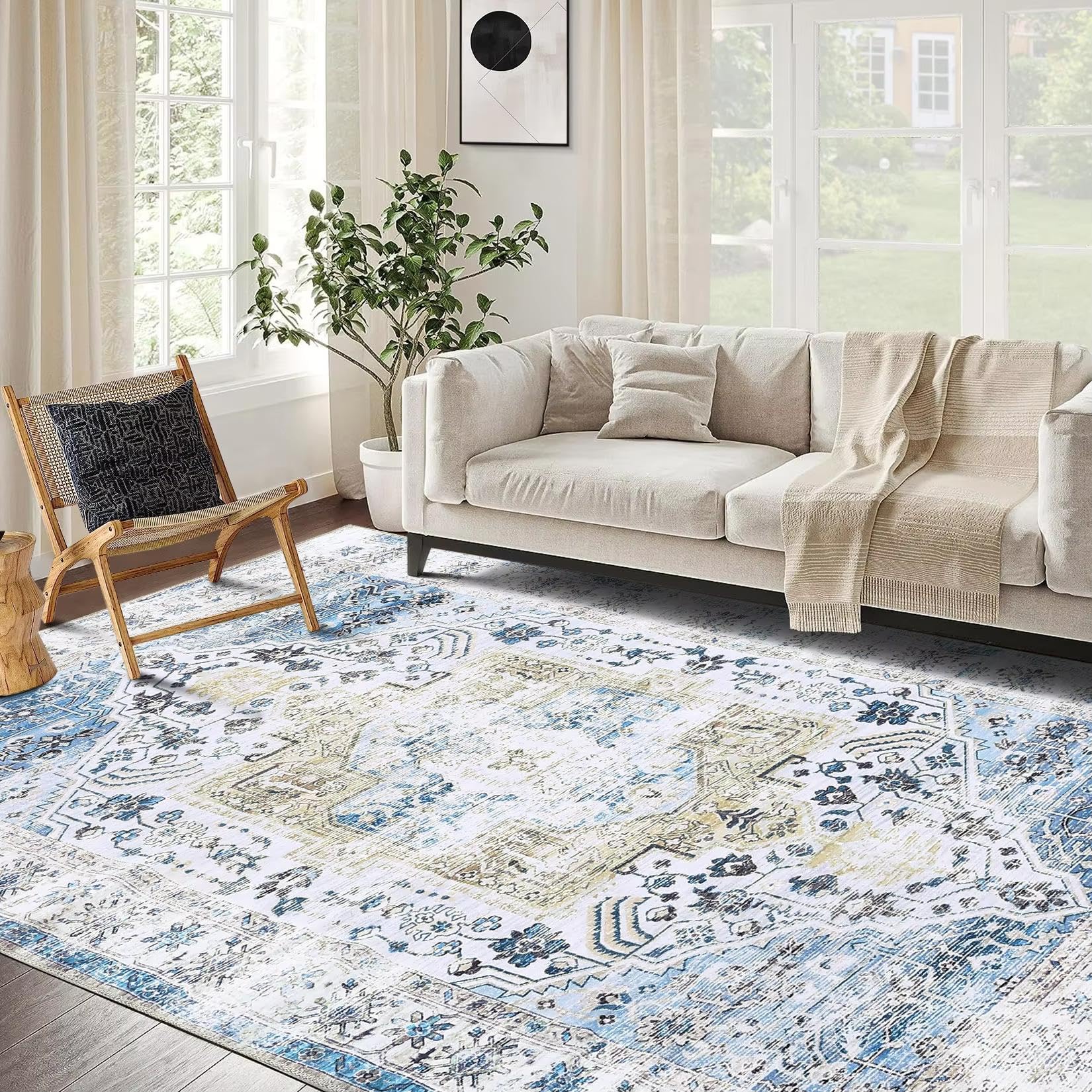 Tapis de couloir fleuri vintage 100x160cm pour réchauffer l'ambiance d'un salon familial