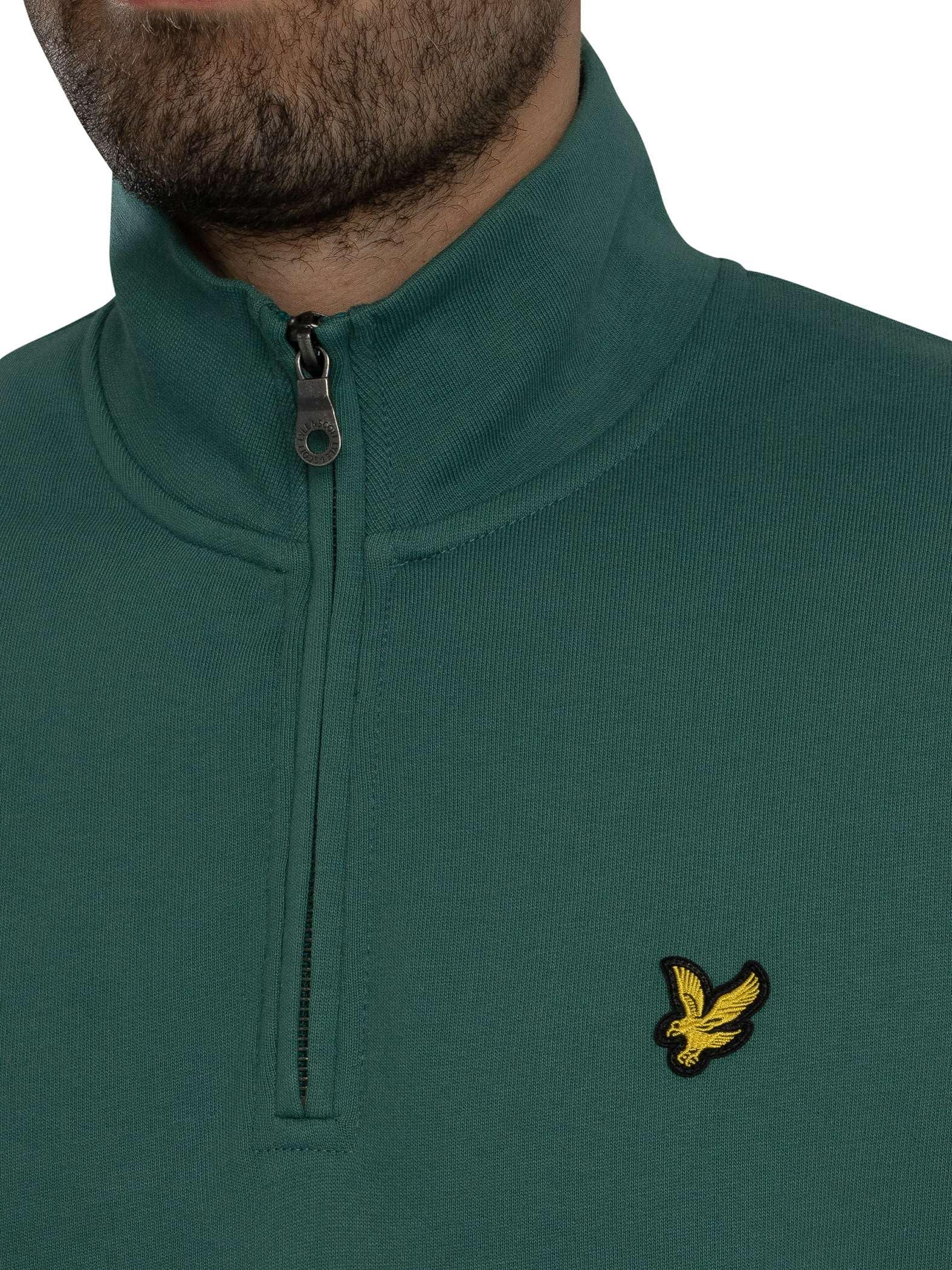 Lyle & Scott Męski Bluza Z Zamkiem Błyskawicznym Na Ćwiartkę, Everglade