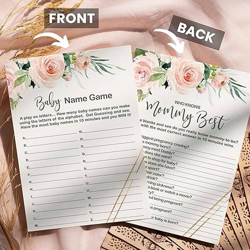 Miniatura 3 de Graceful - Juegos florales para baby shower, 25 cada uno, adivina el precio correcto, Baby Shower Word Scramble, Baby Name Race y Who Knows Mommy