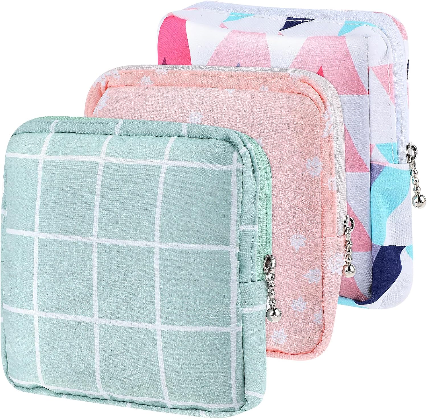 TIESOME 3Pcs Sanitary Napkin Storage Pouch, Cotton Menstrual Cup Holder, Portable Period Kit Bag for Women & Teen Girls