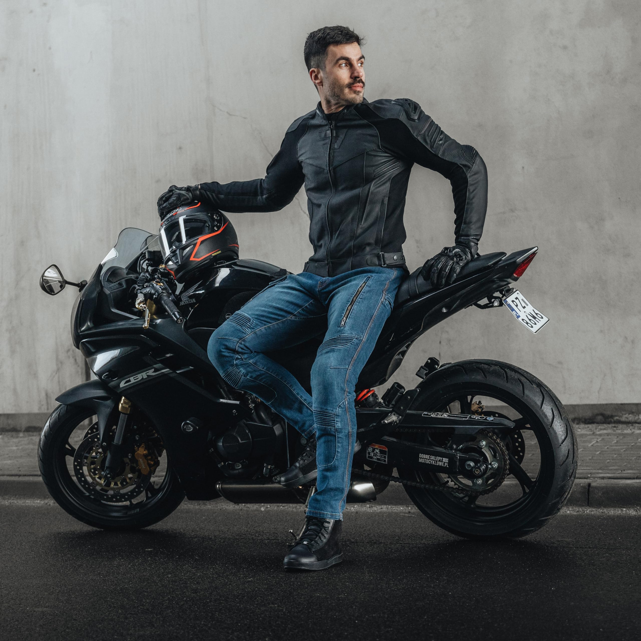 REBELHORN Vandal Pantalones Vaqueros de Moto Hombre | Forro de Fibra Aramida | Protectores de Rodilla y Cadera SAS-Tec | Bolsillo Protector de Coxis | 2 Canales de Ventilación | Tapered Fit