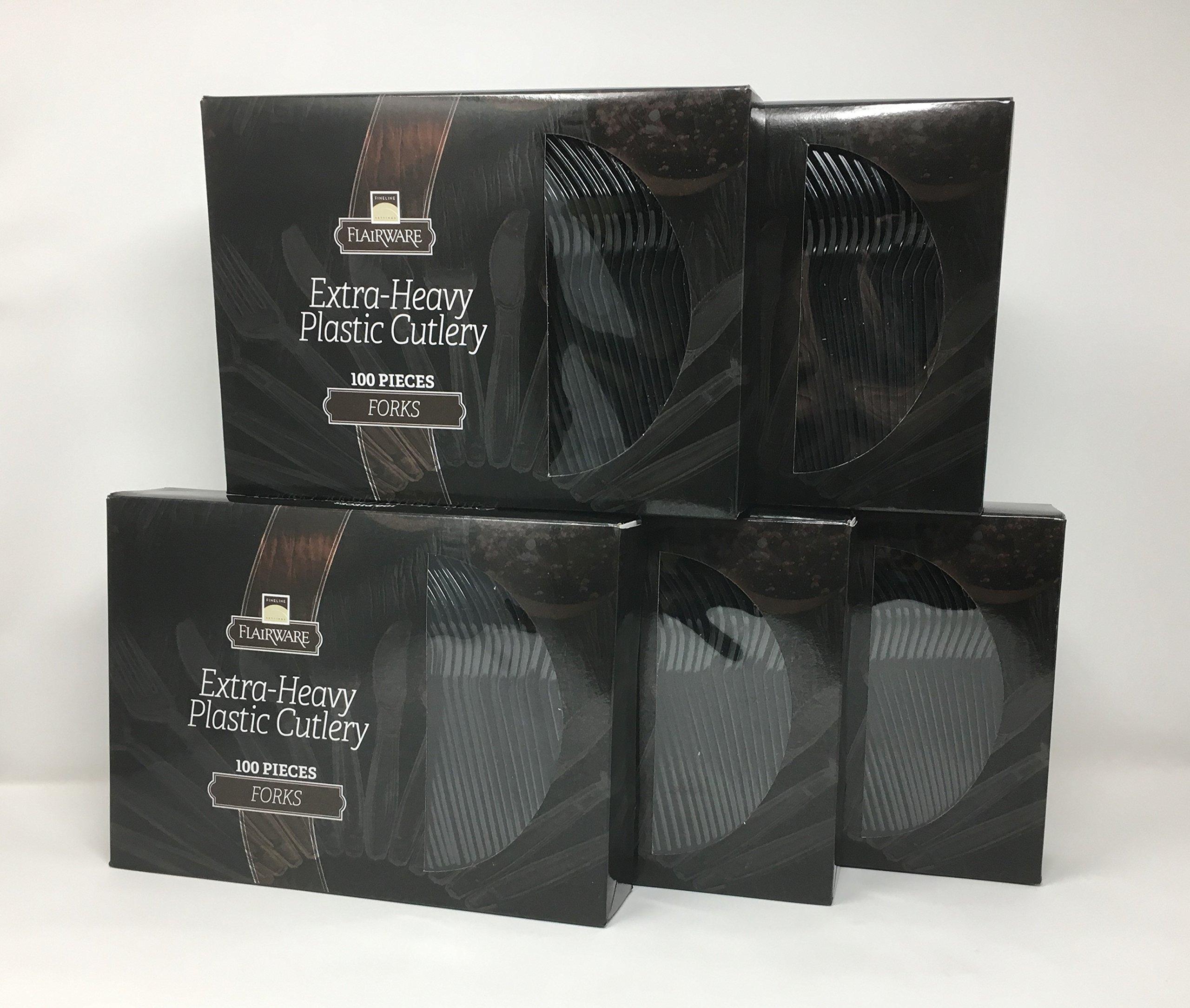 Fineline Flairware Collection Heavy Duty Black Plastic Forks - Quality, Extra Durable Disposable Forks, Practical for Serving and Portioning Hot and